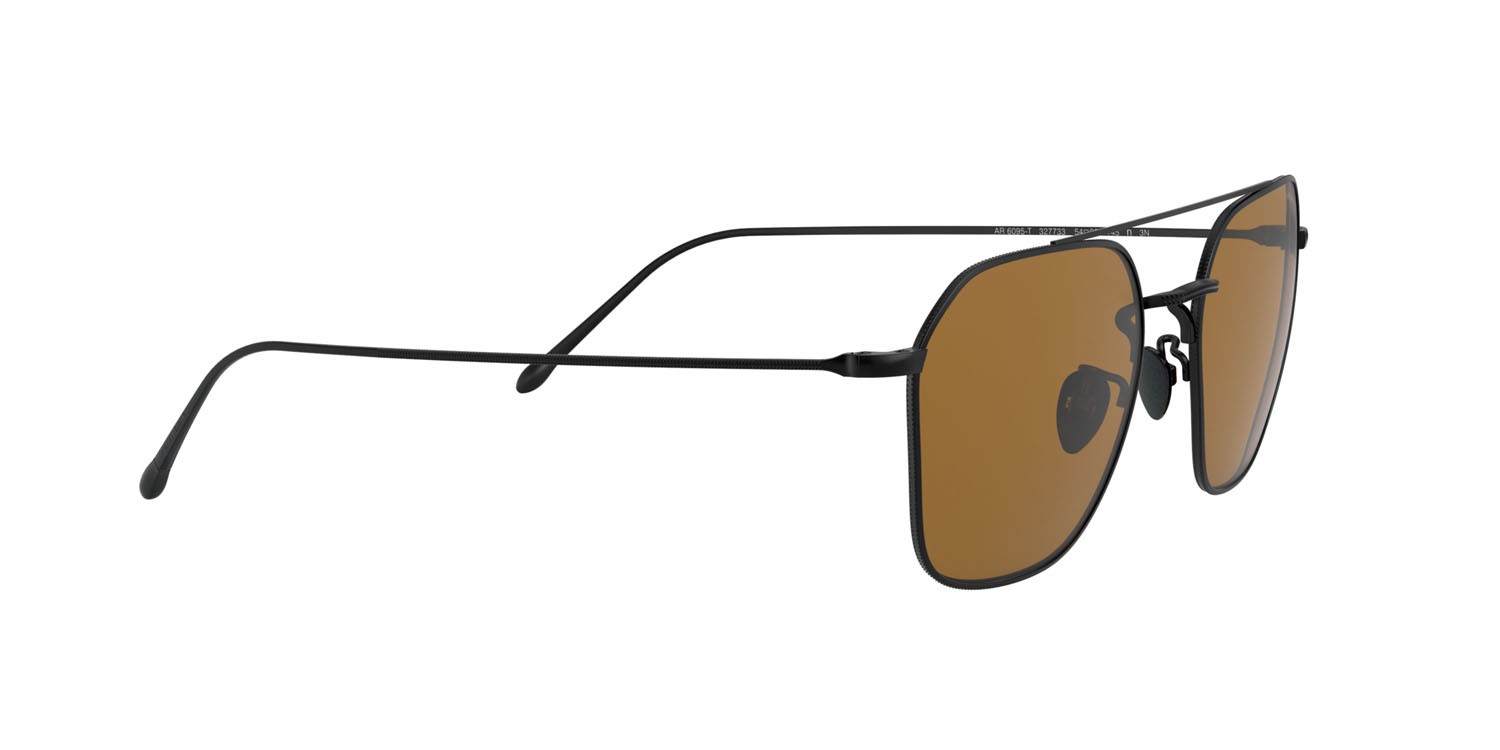 Sonnenbrillen Giorgio Armani AR 6095T (327733) farbe nero opaco form quadratisch gläser marrone