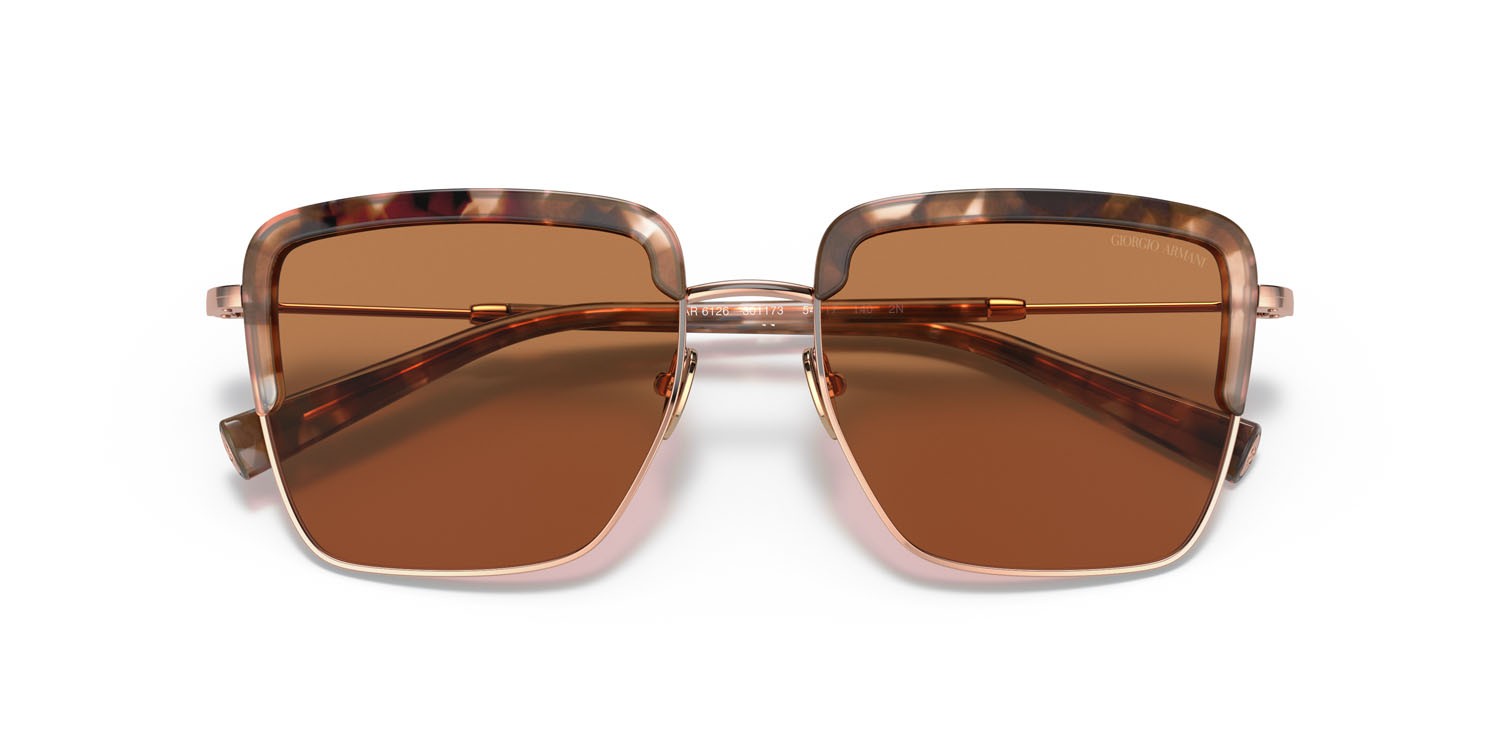 Sonnenbrillen Giorgio Armani AR 6126 (301173) farbe oro rose/tartarugato form quadratisch gläser marrone