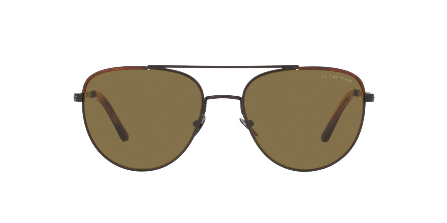 Sonnenbrillen Giorgio Armani AR 6134J (300173) farbe nero opaco/miele striato form aviator gläser marrone scuro