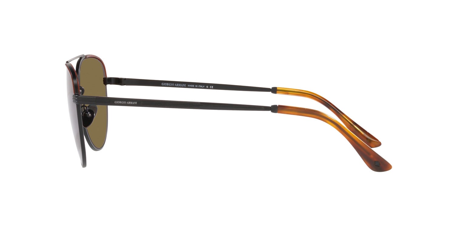 Sonnenbrillen Giorgio Armani AR 6134J (300173) farbe nero opaco/miele striato form aviator gläser marrone scuro