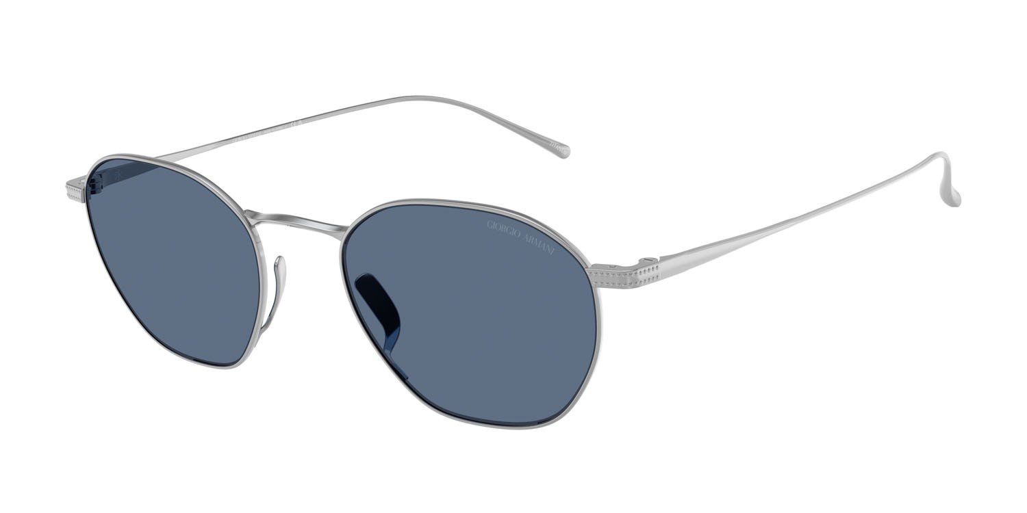 Sunglasses Giorgio Armani AR 6160T (338780) color argento shape square lenses blu scuro