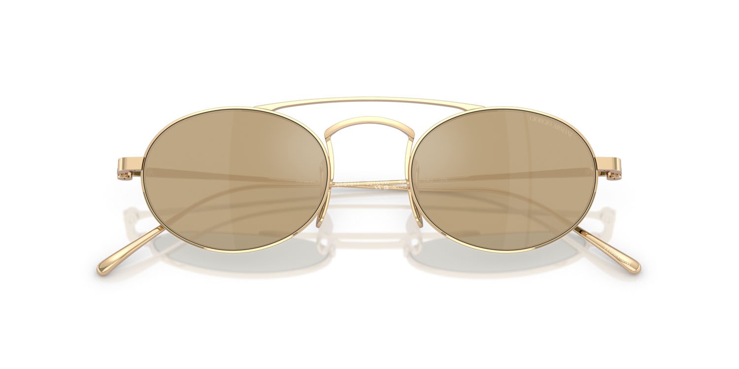 Sunglasses Giorgio Armani AR 6161T (30130W) color placcato oro pallido shape oval lenses clear mirror real yellow gold