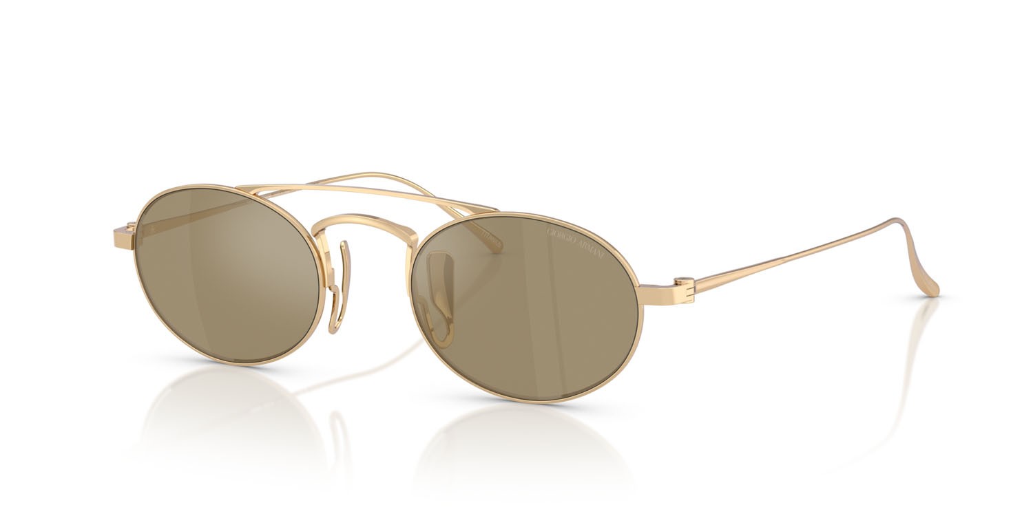 Sunglasses Giorgio Armani AR 6161T (30130W) color placcato oro pallido shape oval lenses clear mirror real yellow gold