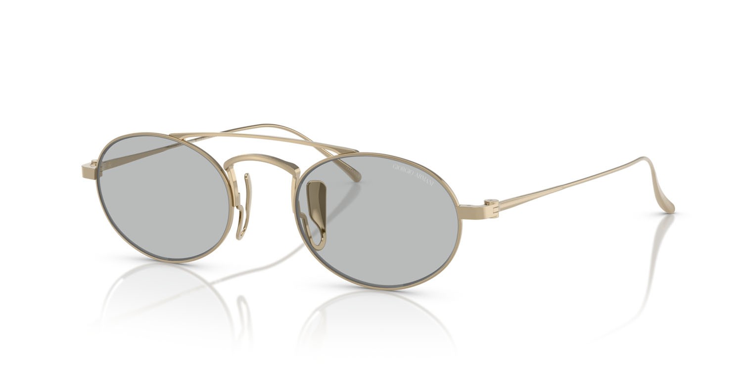 Sunglasses Giorgio Armani AR 6161T (338487) color oro pallido shape oval lenses grigio chiaro