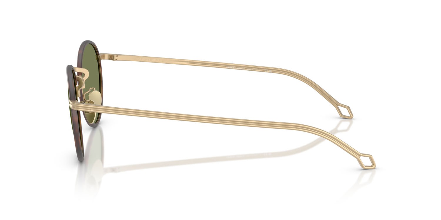 Occhiali da sole Giorgio Armani AR 6163J (30022A) colore oro pallido opaco forma rotondo lenti verde