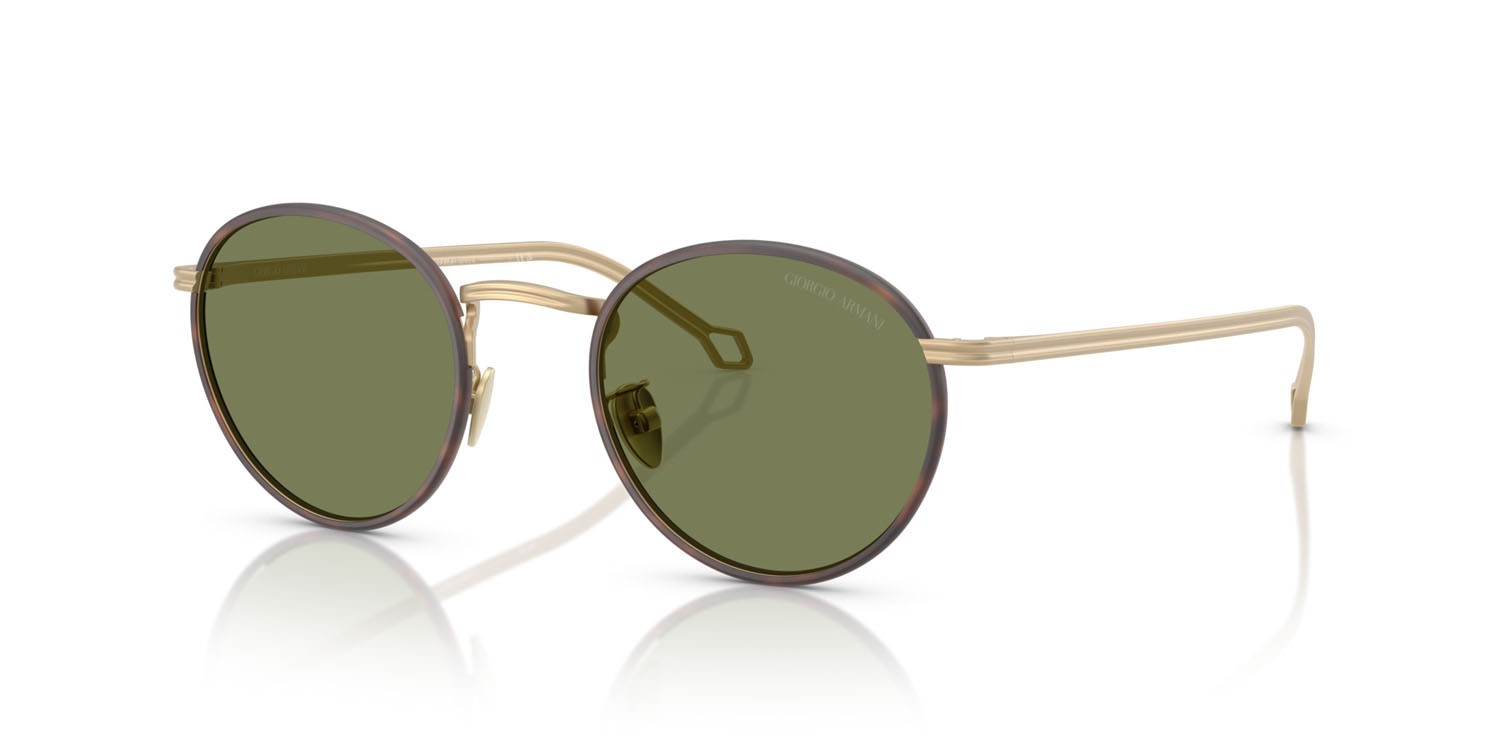 Occhiali da sole Giorgio Armani AR 6163J (30022A) colore oro pallido opaco forma rotondo lenti verde
