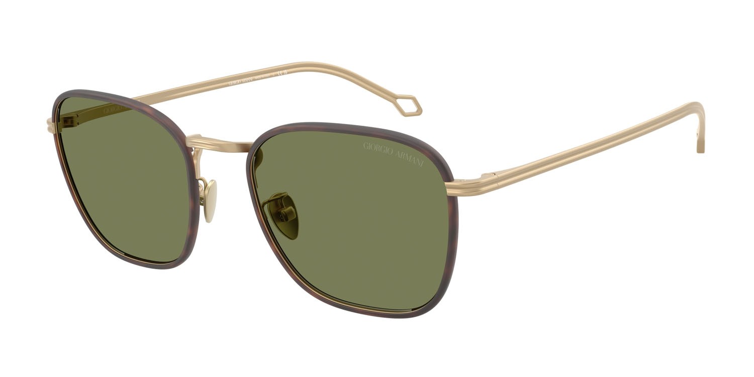 Sunglasses Giorgio Armani AR 6164J (30022A) color oro pallido opaco shape square lenses verde