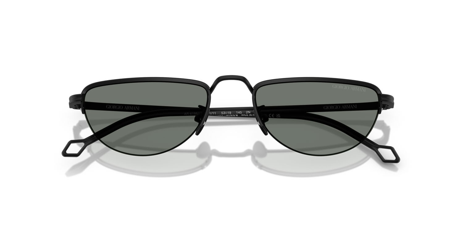 Sunglasses Giorgio Armani AR 6166J (300111) color nero opaco shape butterfly lenses grigio