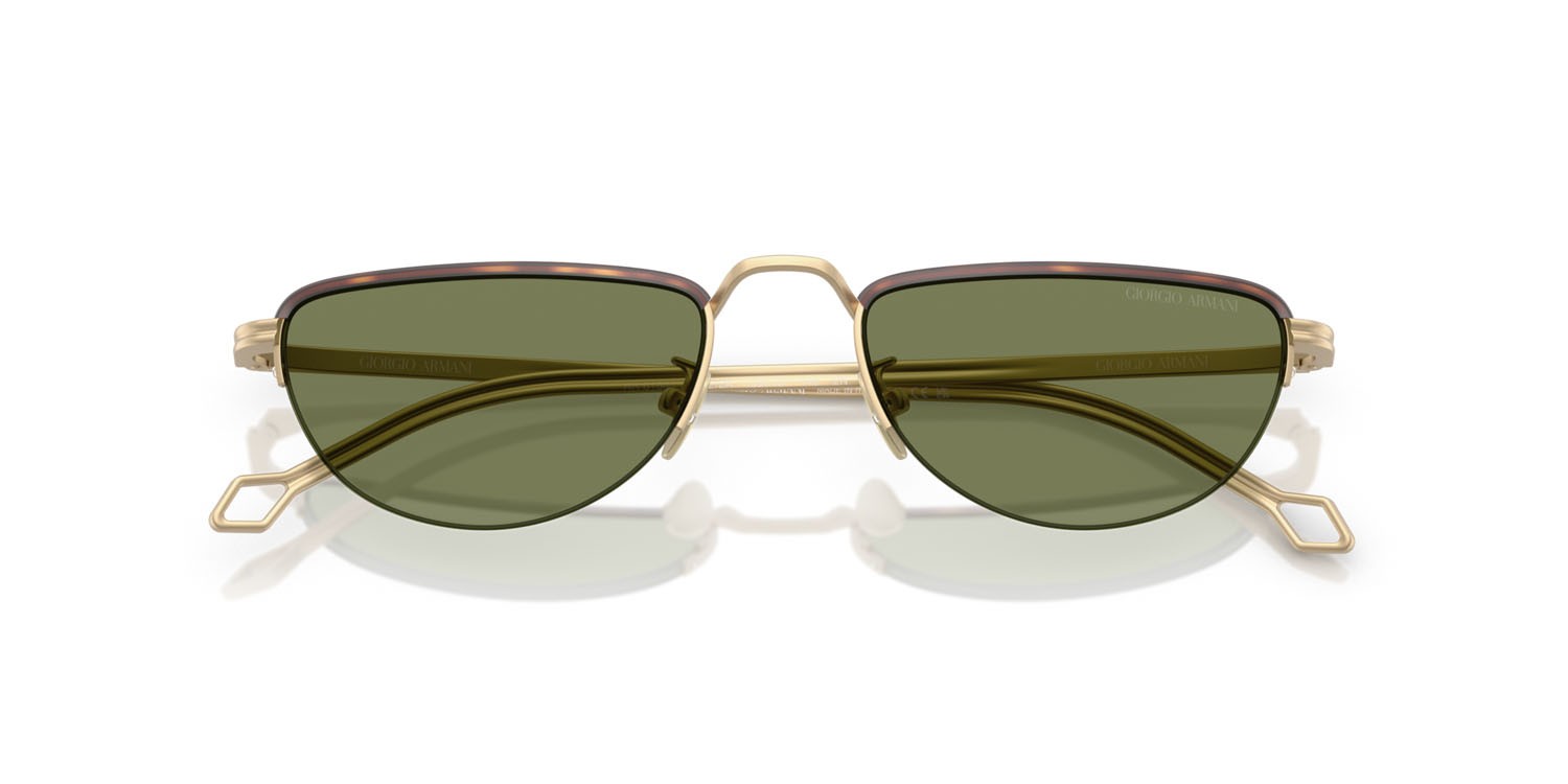 Sunglasses Giorgio Armani AR 6166J (30022A) color oro pallido opaco shape butterfly lenses verde