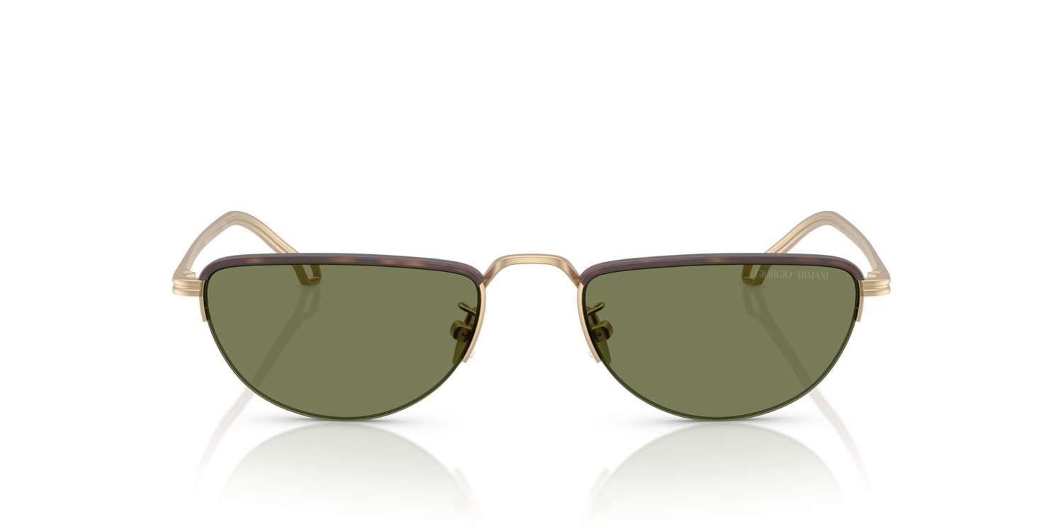 Sunglasses Giorgio Armani AR 6166J (30022A) color oro pallido opaco shape butterfly lenses verde