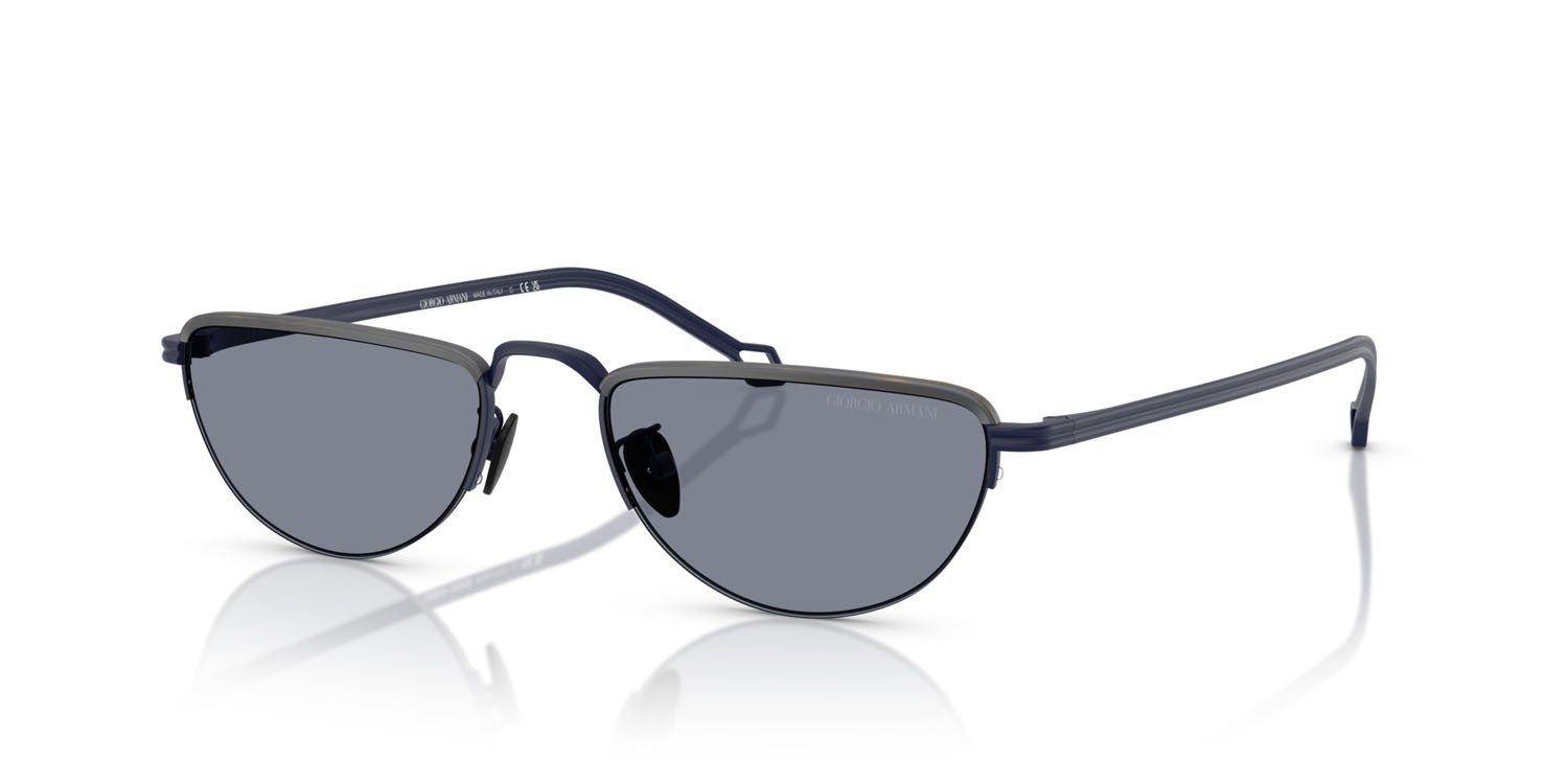 Occhiali da sole Giorgio Armani AR 6166J (334219) colore blu opaco forma farfalla lenti blu