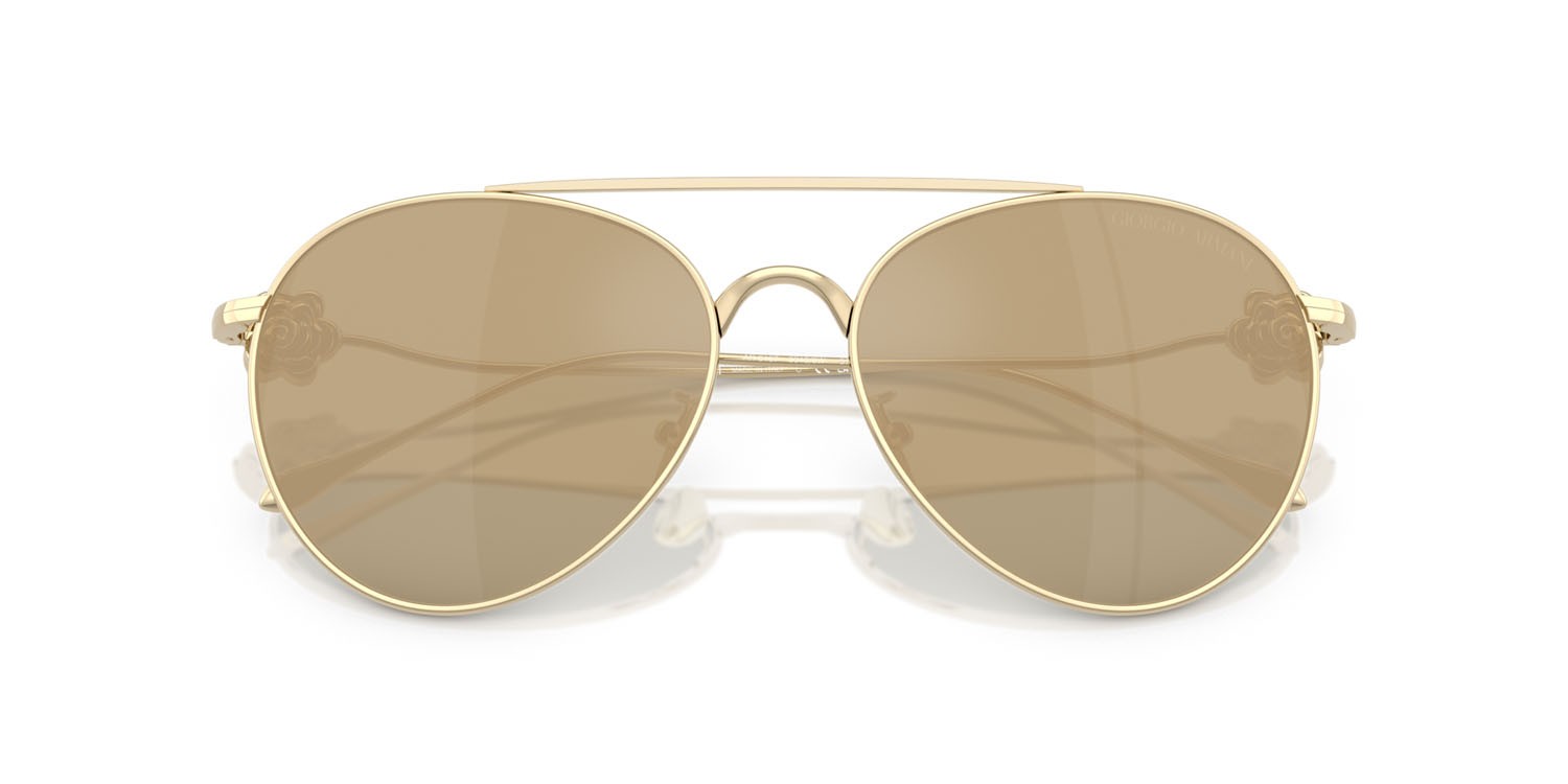 Occhiali da sole Giorgio Armani AR 6167 (30130W) colore placcato oro forma aviator lenti clear mirror real yellow gold