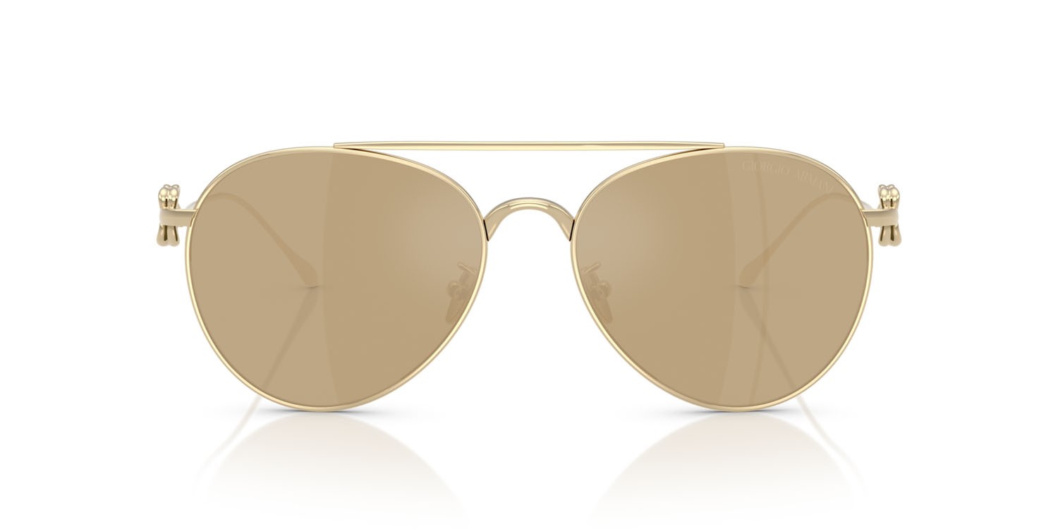Occhiali da sole Giorgio Armani AR 6167 (30130W) colore placcato oro forma aviator lenti clear mirror real yellow gold