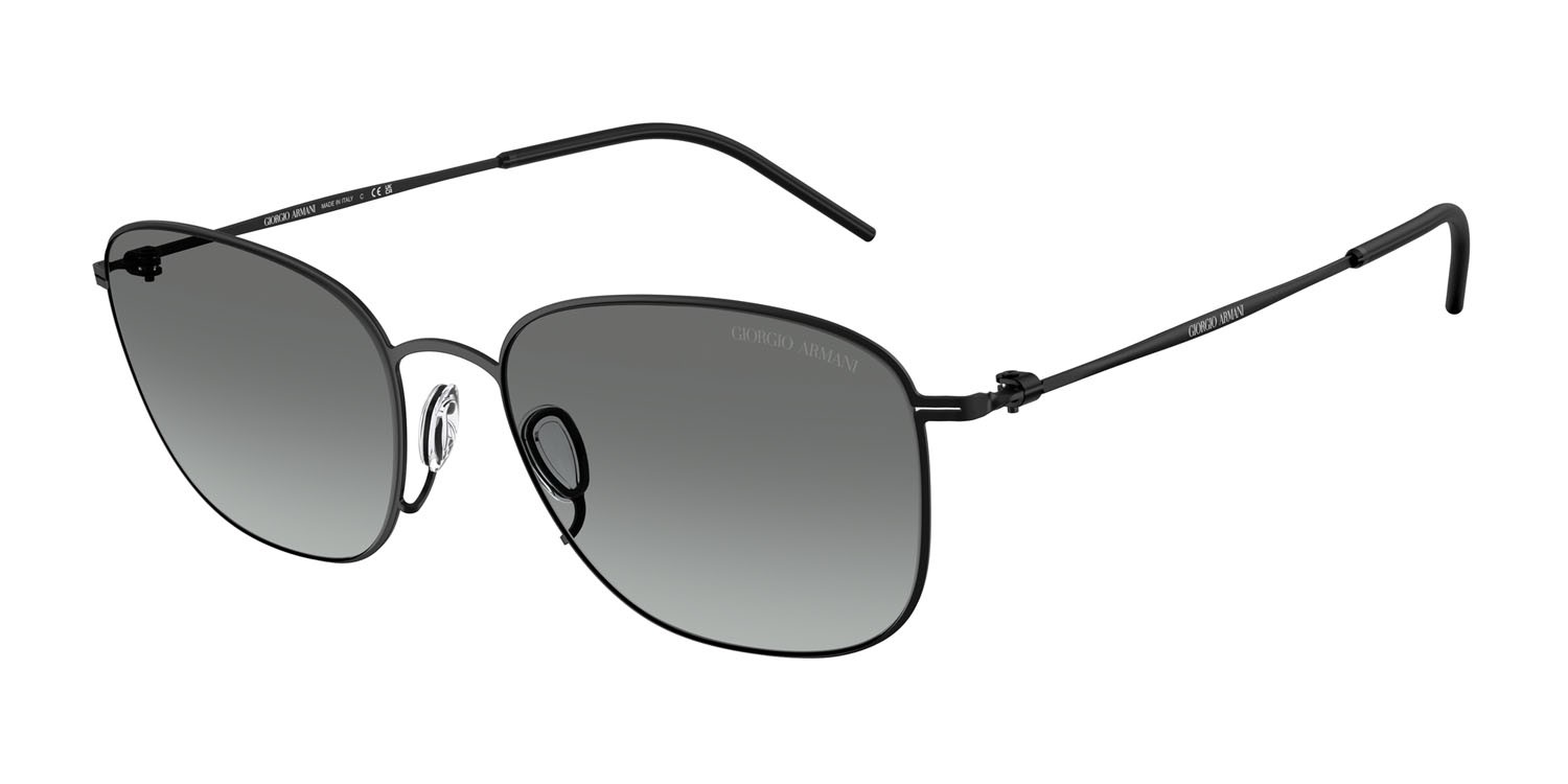 Occhiali da sole Giorgio Armani AR 6168 (300111) colore nero opaco forma quadrato lenti sfumato grigio