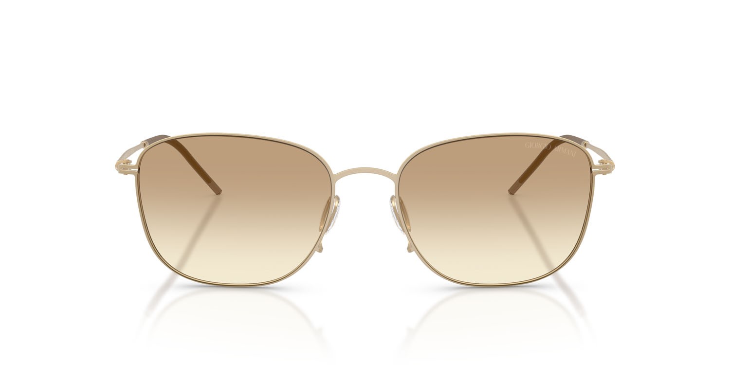 Sunglasses Giorgio Armani AR 6168 (300213) color oro pallido opaco shape square lenses trasparente sfumato marrone chiaro