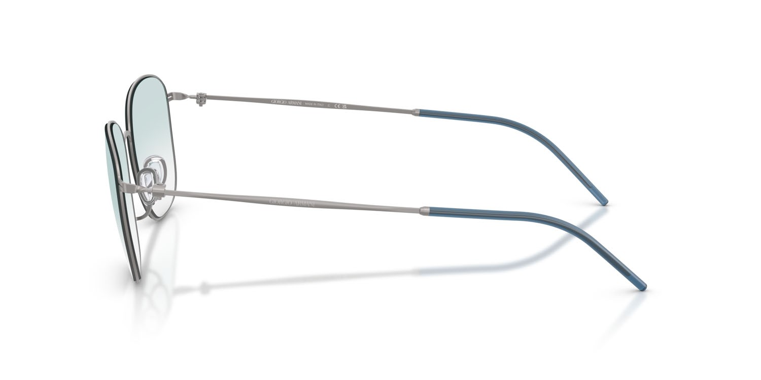 Sunglasses Giorgio Armani AR 6168 (30033F) color gunmetal opaco shape square lenses trasparente sfumato azzurro