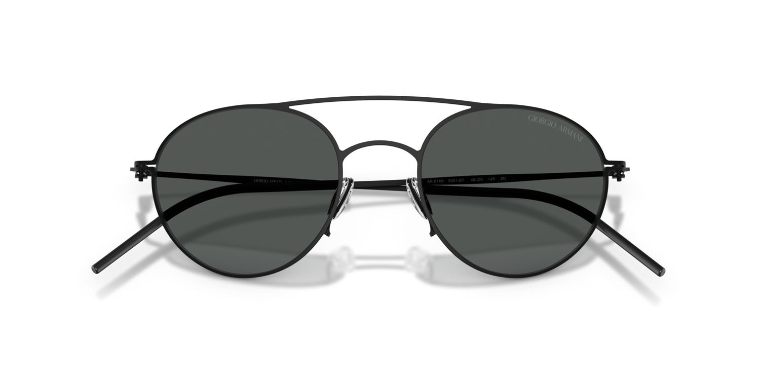 Sunglasses Giorgio Armani AR 6169 (300187) color nero opaco shape round lenses grigio scuro