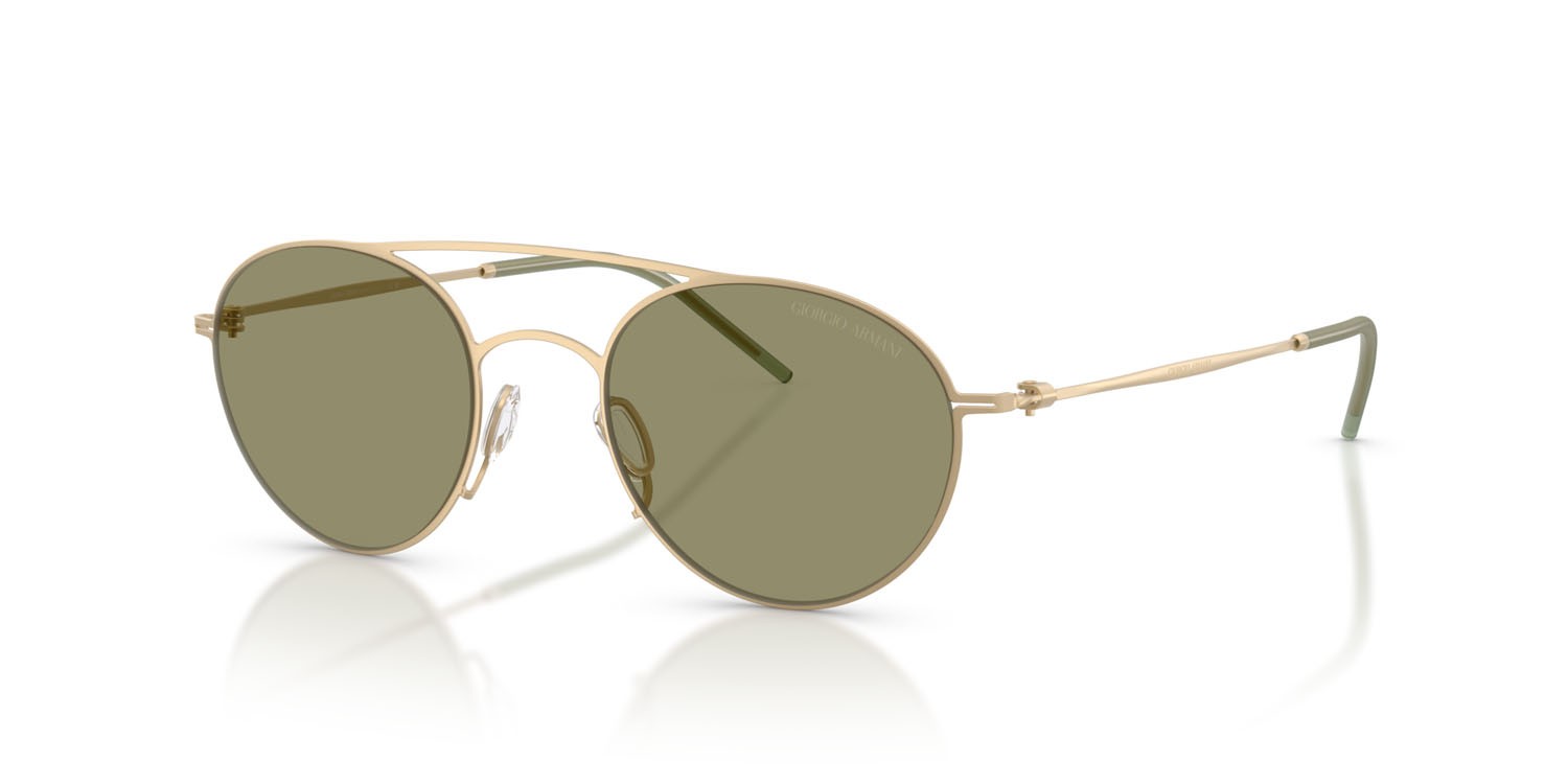 Sunglasses Giorgio Armani AR 6169 (30022A) color oro pallido opaco shape round lenses verde