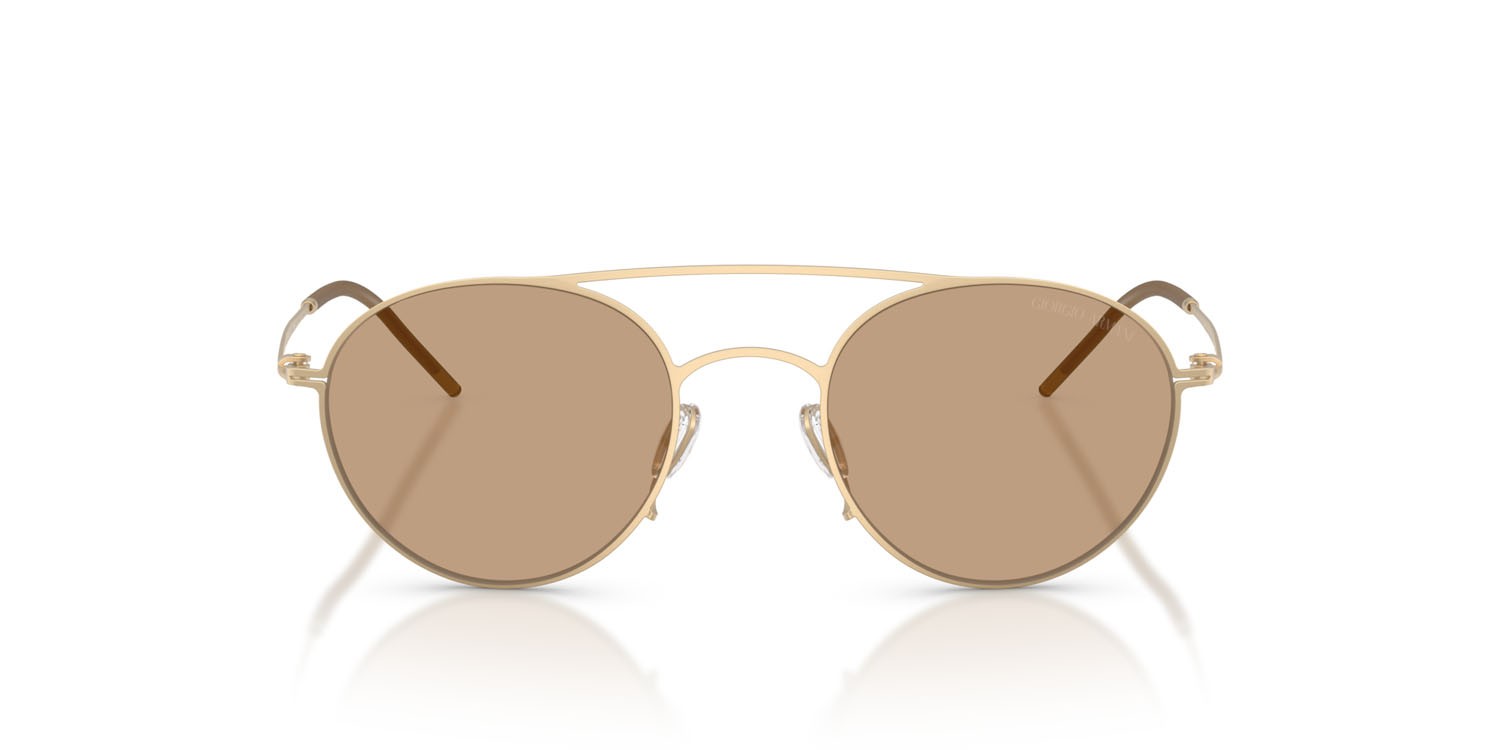 Occhiali da sole Giorgio Armani AR 6169 (300263) colore oro pallido opaco forma rotondo lenti marrone chiaro