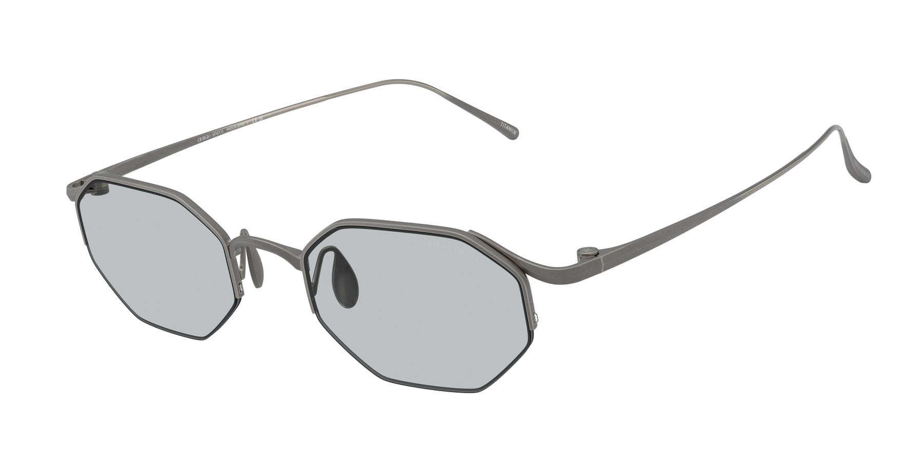 Sunglasses Giorgio Armani AR 6171T (3356/1) color gunmetal opaco shape rectangle lenses grigio chiaro
