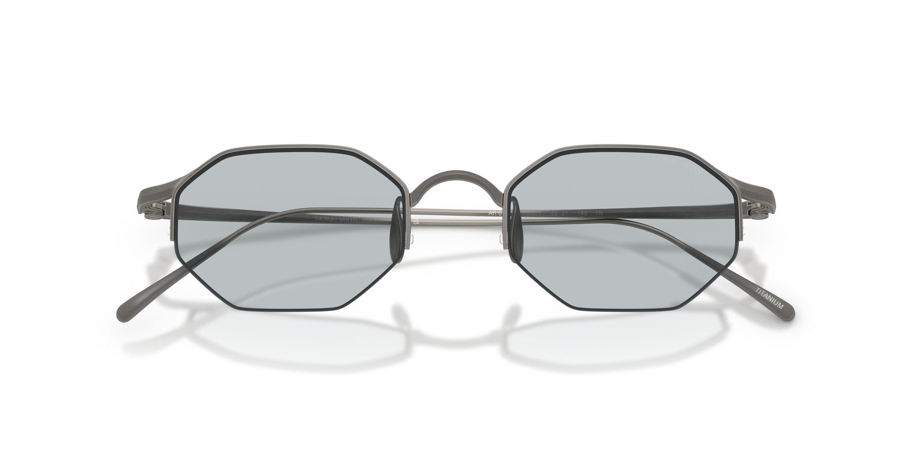 Sunglasses Giorgio Armani AR 6171T (3356/1) color gunmetal opaco shape rectangle lenses grigio chiaro