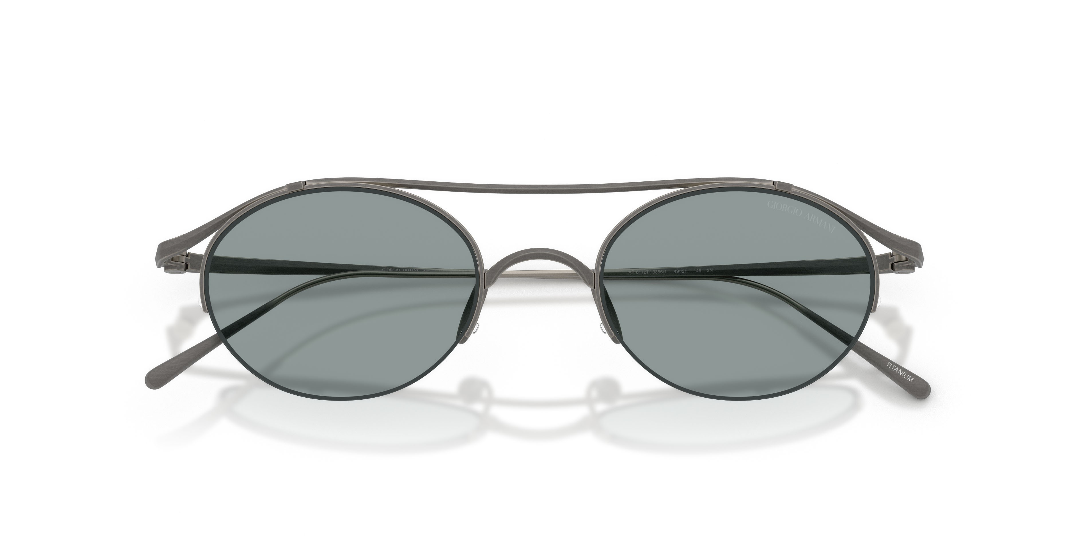 Occhiali da sole Giorgio Armani AR 6172T (3356/1) colore gunmetal opaco forma ovale lenti grigio scuro