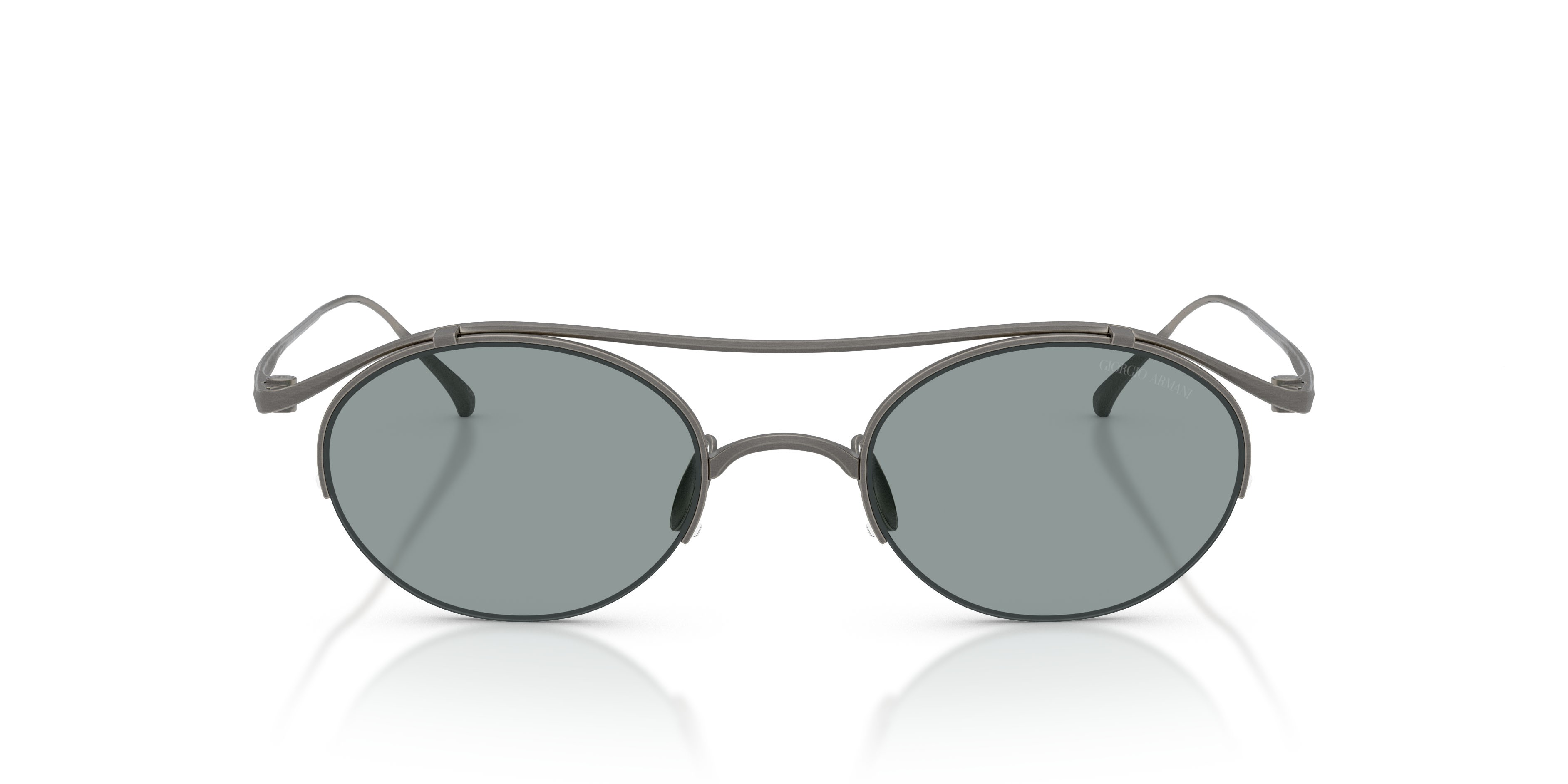 Occhiali da sole Giorgio Armani AR 6172T (3356/1) colore gunmetal opaco forma ovale lenti grigio scuro