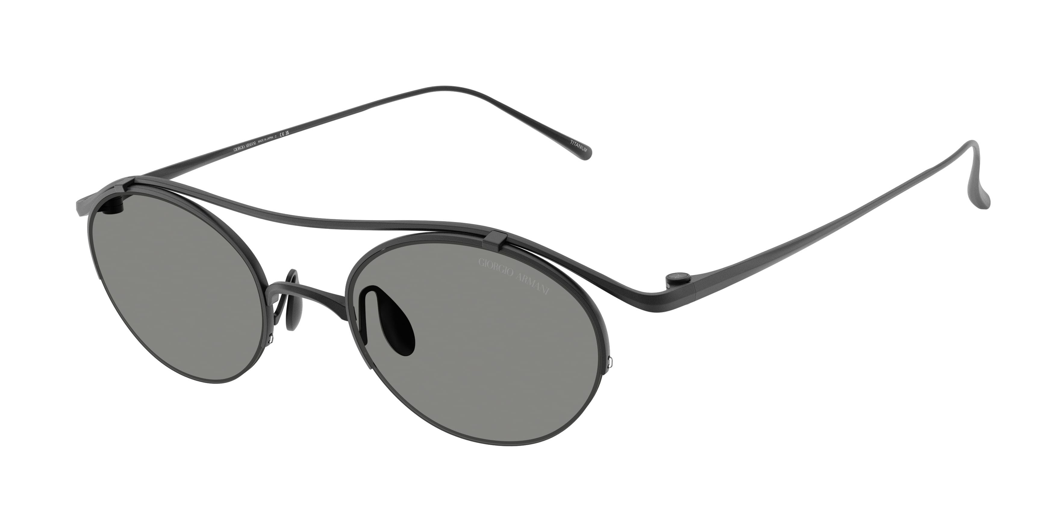 Sunglasses Giorgio Armani AR 6172T (340487) color nero opaco shape oval lenses grigio