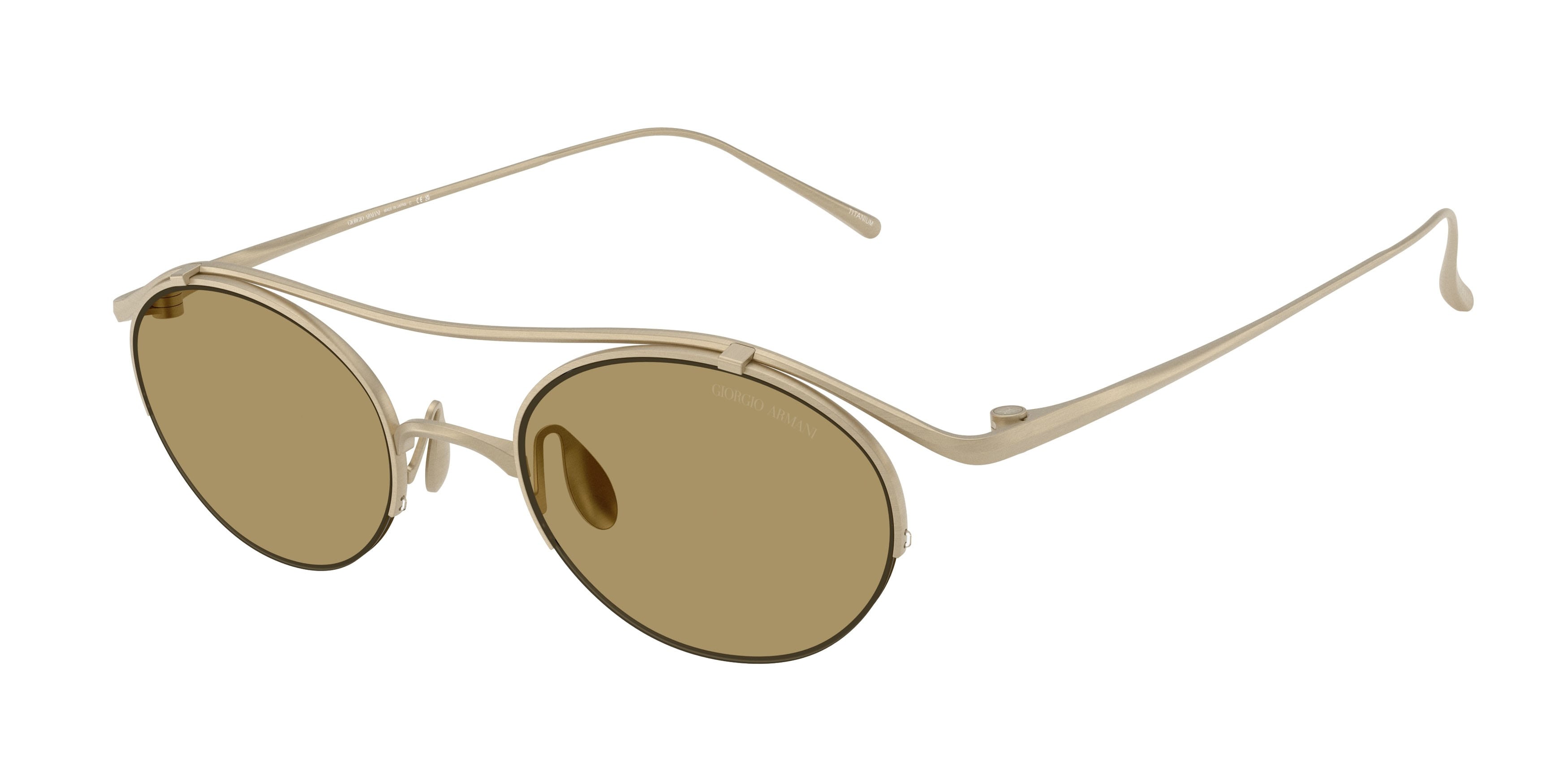 Occhiali da sole Giorgio Armani AR 6172T (3408/2) colore oro tenue spazzolato forma ovale lenti verde oliva