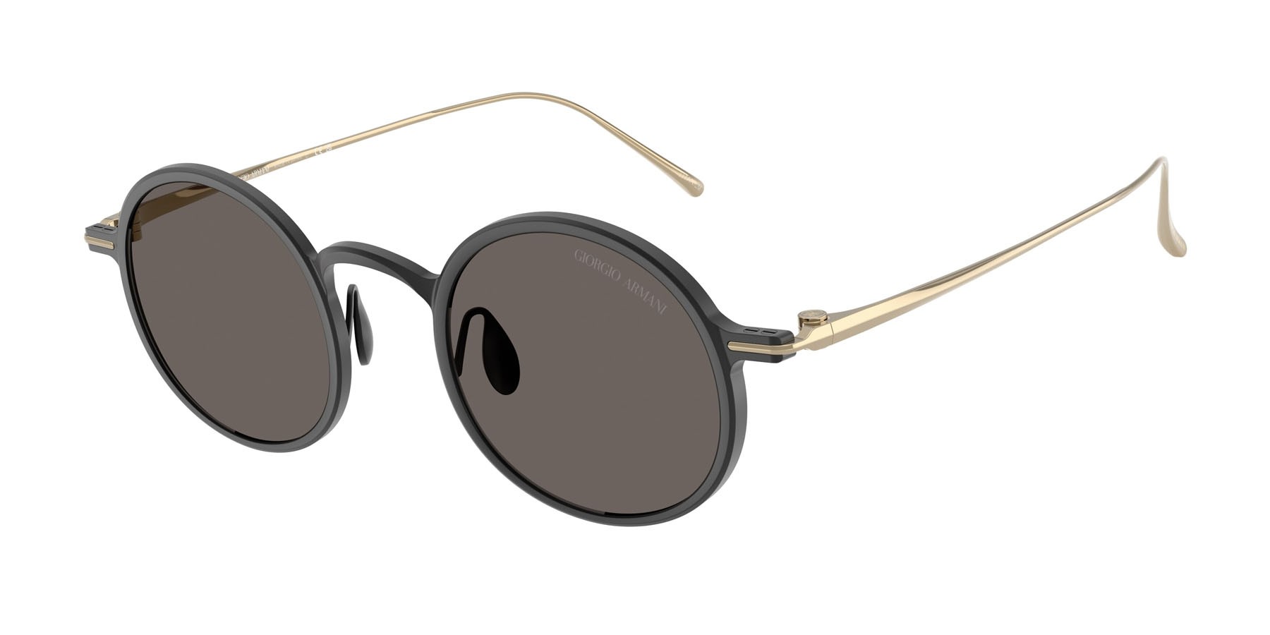 Occhiali da sole Giorgio Armani AR 6173T (3404B1) colore nero opaco forma pantos lenti grigio scuro