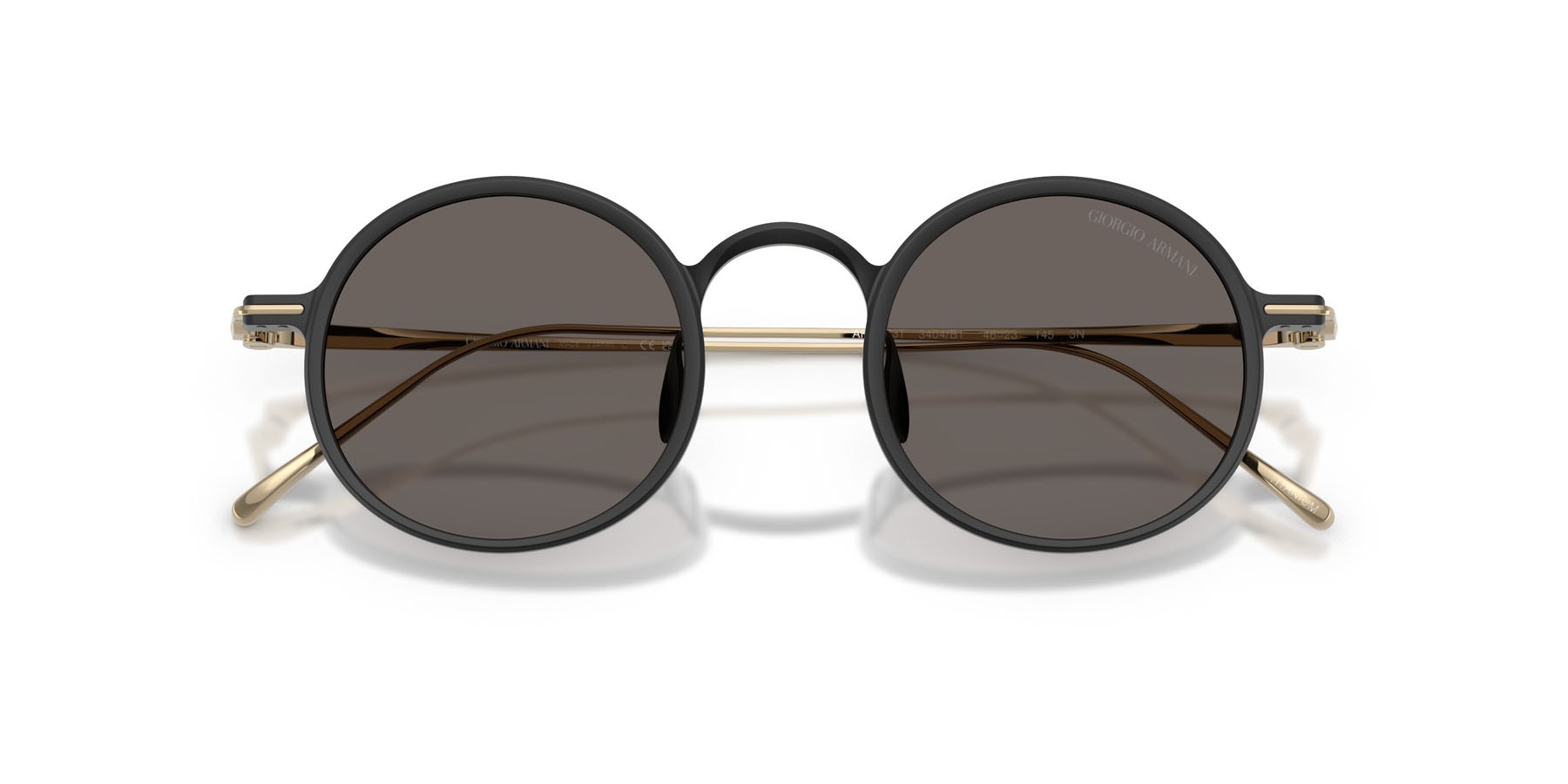 Occhiali da sole Giorgio Armani AR 6173T (3404B1) colore nero opaco forma pantos lenti grigio scuro