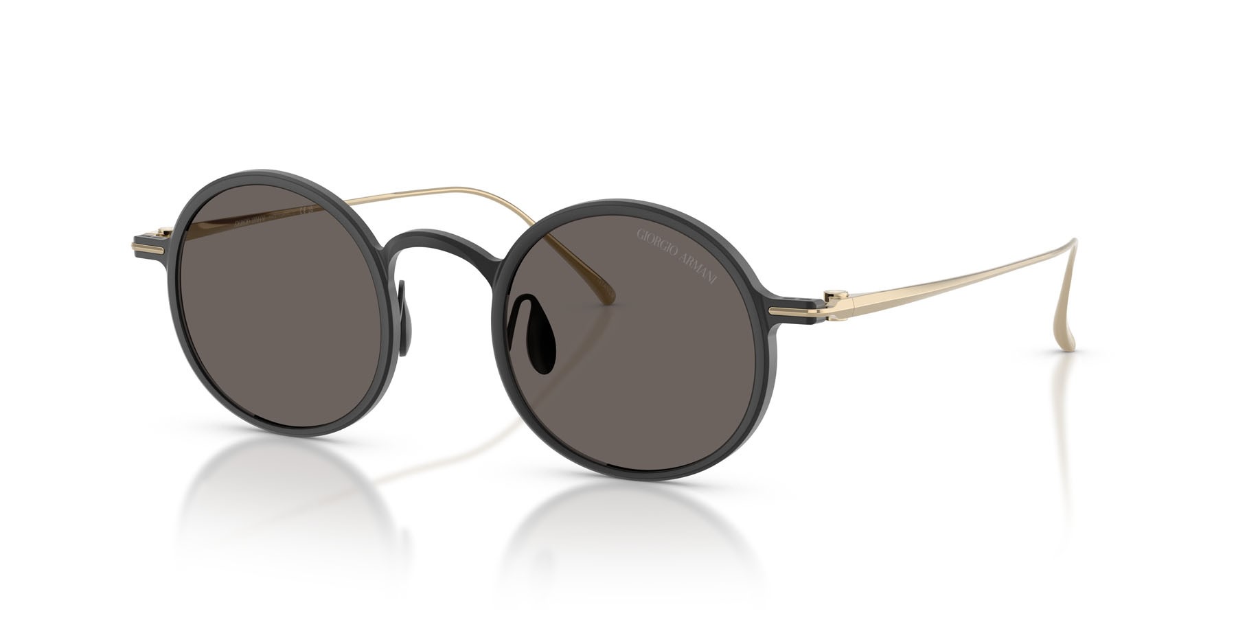 Occhiali da sole Giorgio Armani AR 6173T (3404B1) colore nero opaco forma pantos lenti grigio scuro