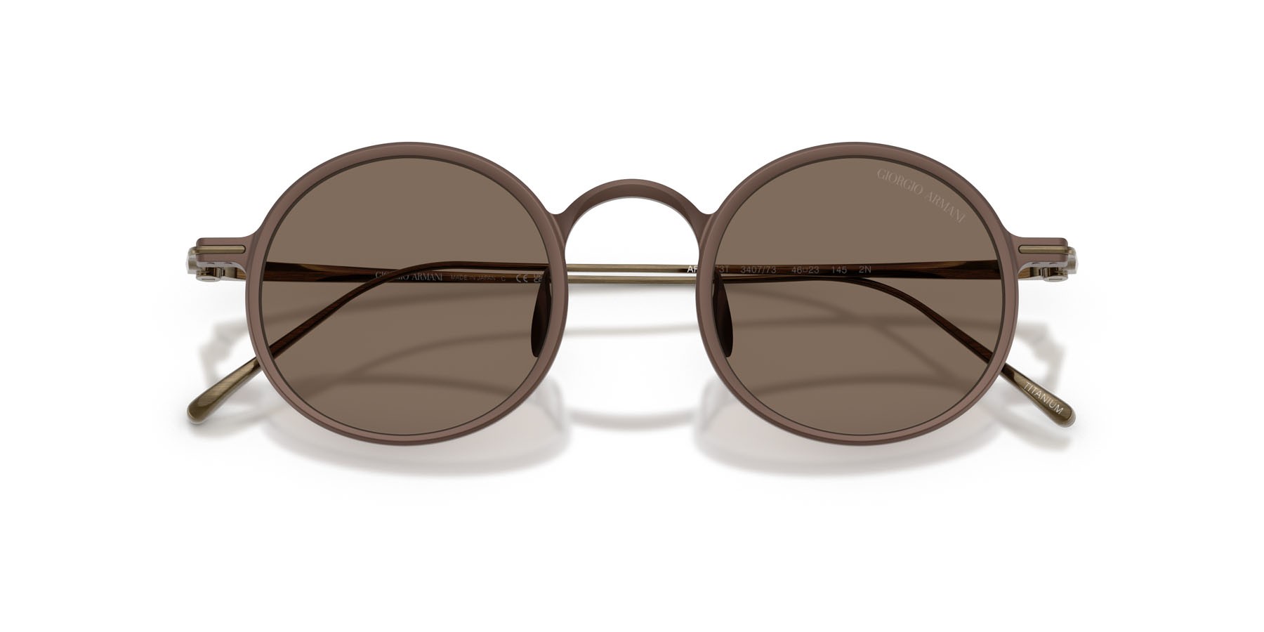 Sunglasses Giorgio Armani AR 6173T (340773) color marrone opaco shape pantos lenses marrone esclusivo