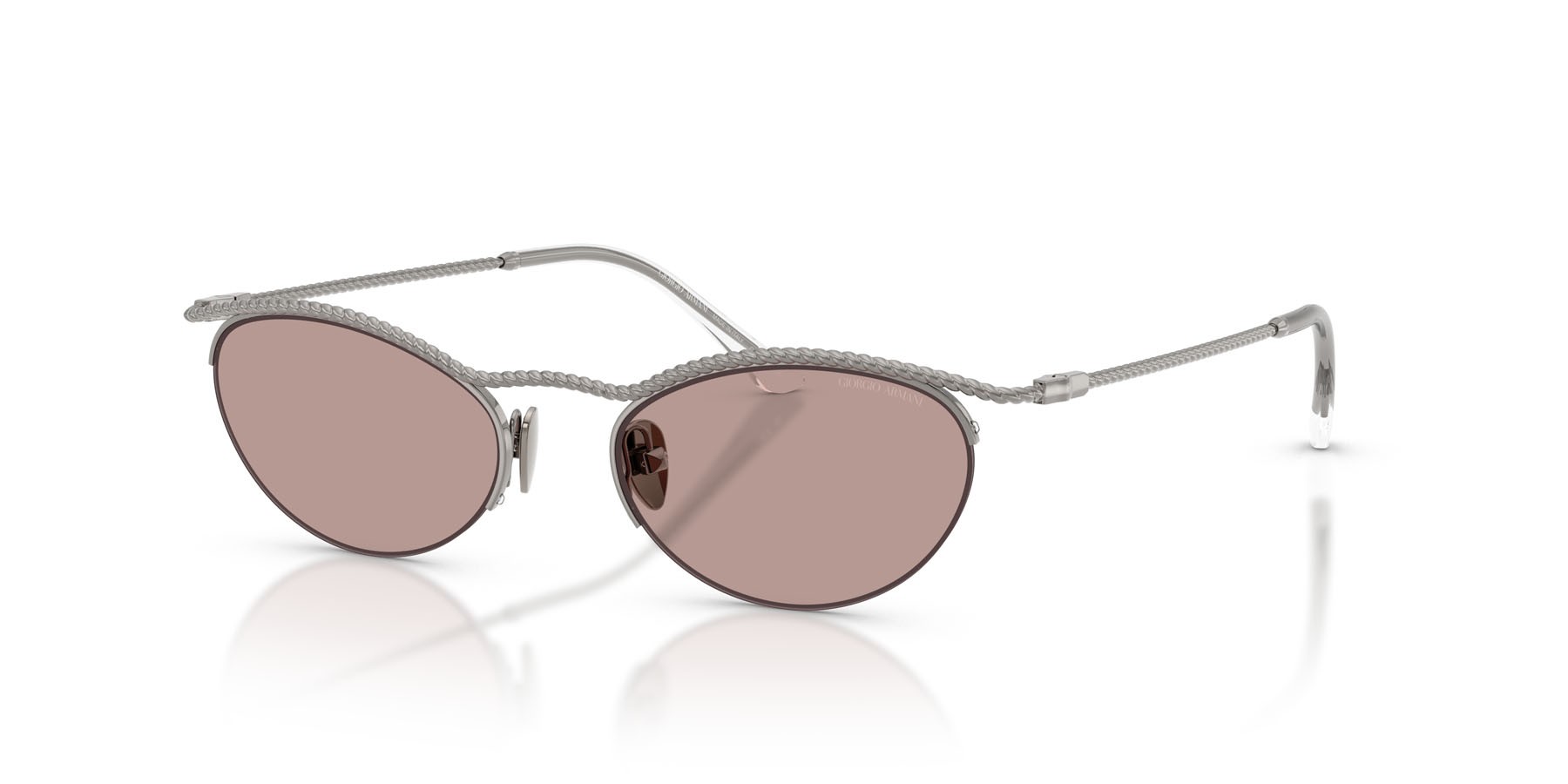 Sunglasses Giorgio Armani AR 6175 (30107N) color gunmetal lucido shape butterfly lenses viola chiaro/marrone