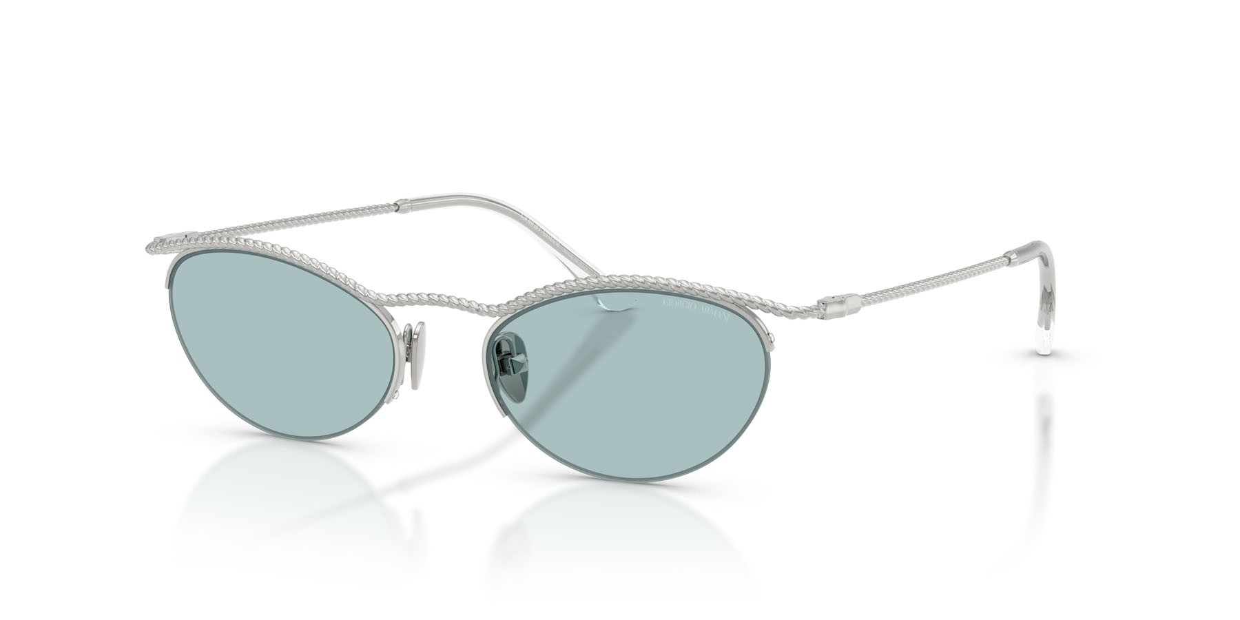 Sunglasses Giorgio Armani AR 6175 (301572) color argento shape butterfly lenses blu