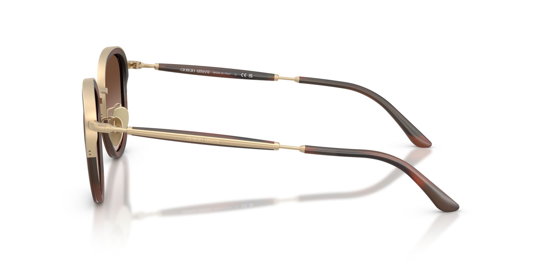 Occhiali da sole Giorgio Armani AR 6176 (300213) colore oro pallido opaco forma pantos lenti marrone sfumato