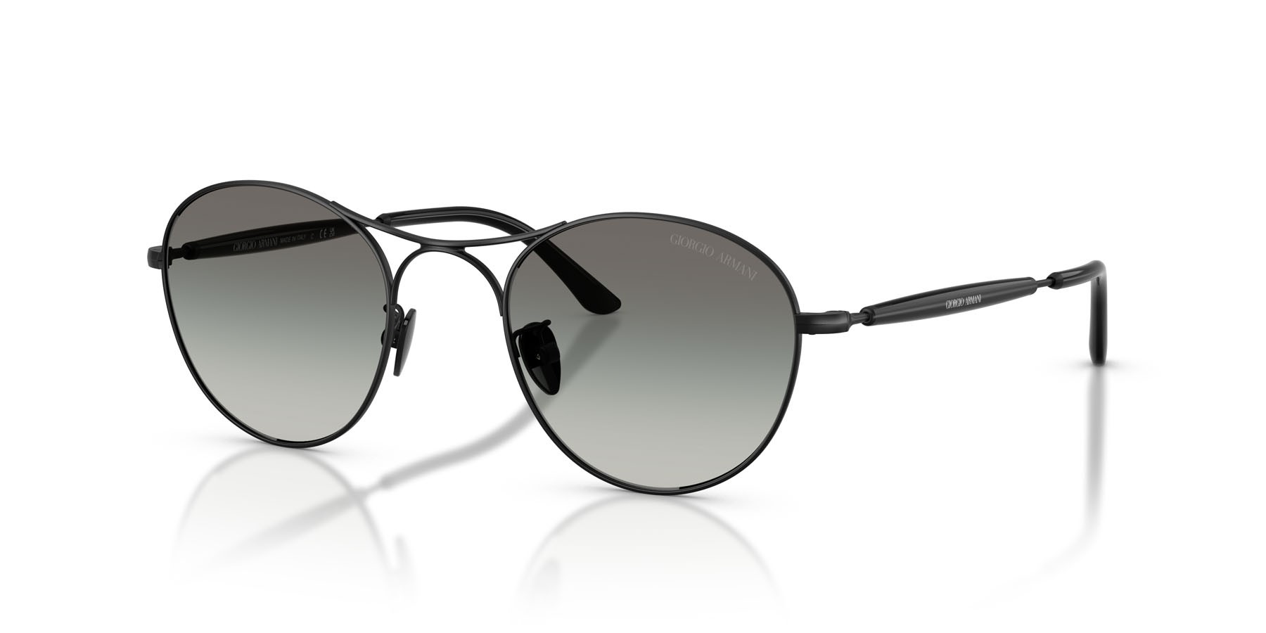 Occhiali da sole Giorgio Armani AR 6177 (300111) colore nero opaco forma rotondo lenti grigio sfumato