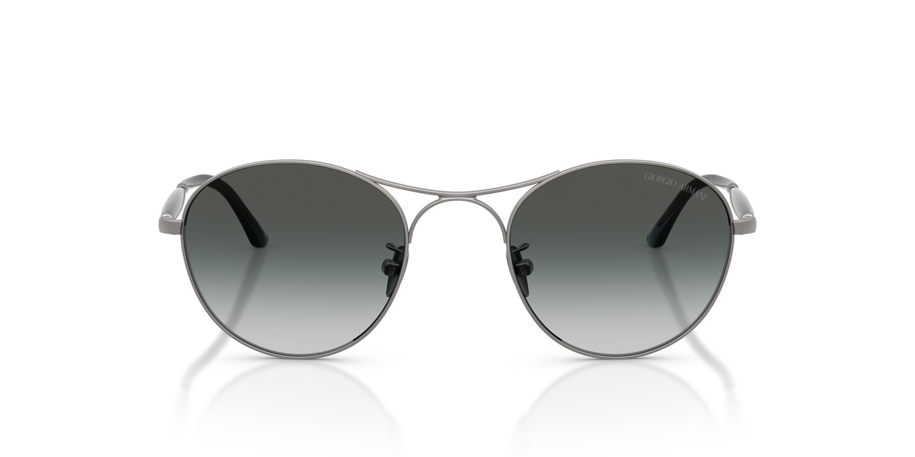 Occhiali da sole Giorgio Armani AR 6177 (30037Z) colore gunmetal opaco forma rotondo lenti grigio/verde