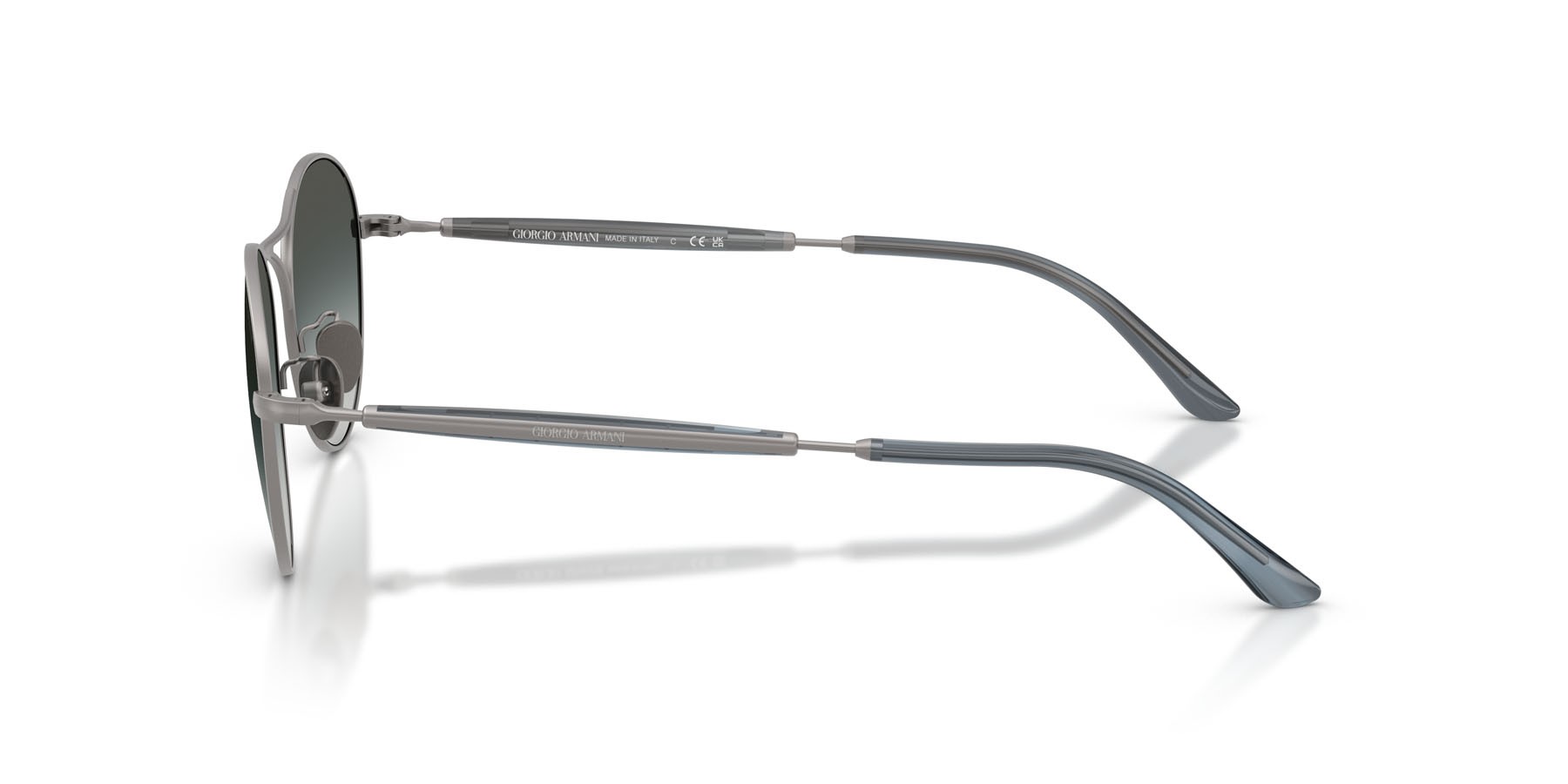 Occhiali da sole Giorgio Armani AR 6177 (30037Z) colore gunmetal opaco forma rotondo lenti grigio/verde