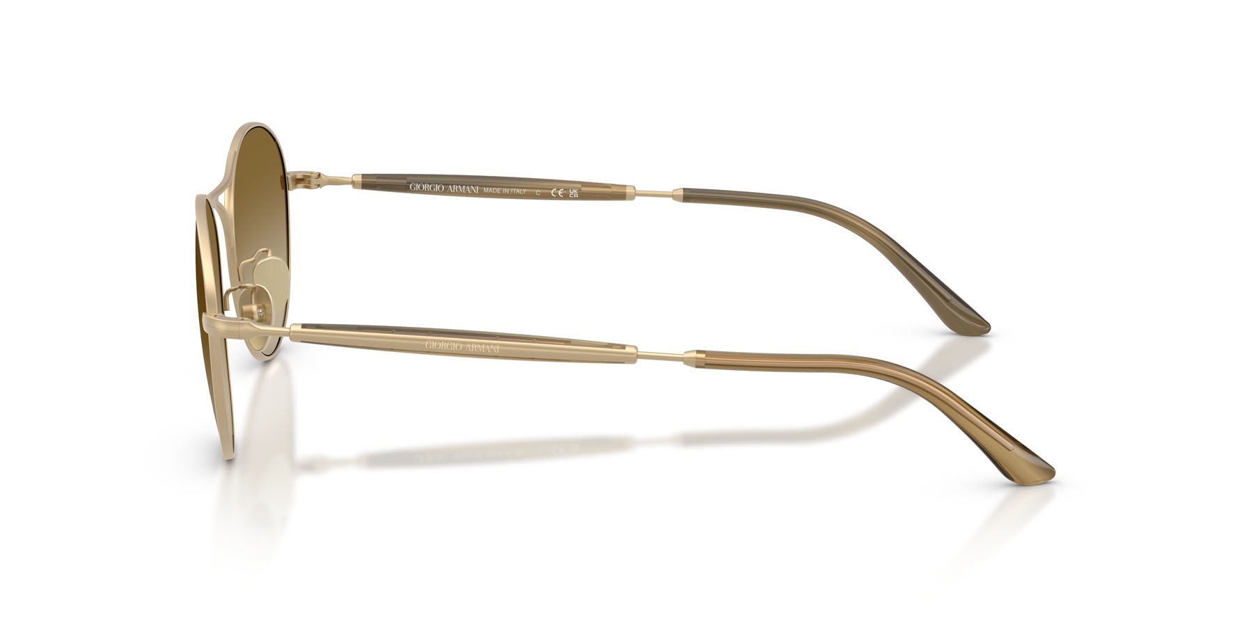 Sunglasses Giorgio Armani AR 6177 (341713) color oro pallido opaco shape round lenses marrone sfumato