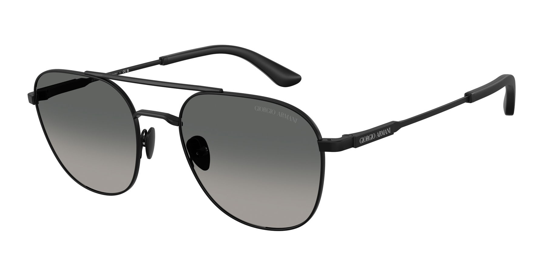 Sunglasses Giorgio Armani AR 6178 (300171) color nero opaco shape rectangle lenses sfumato grigio