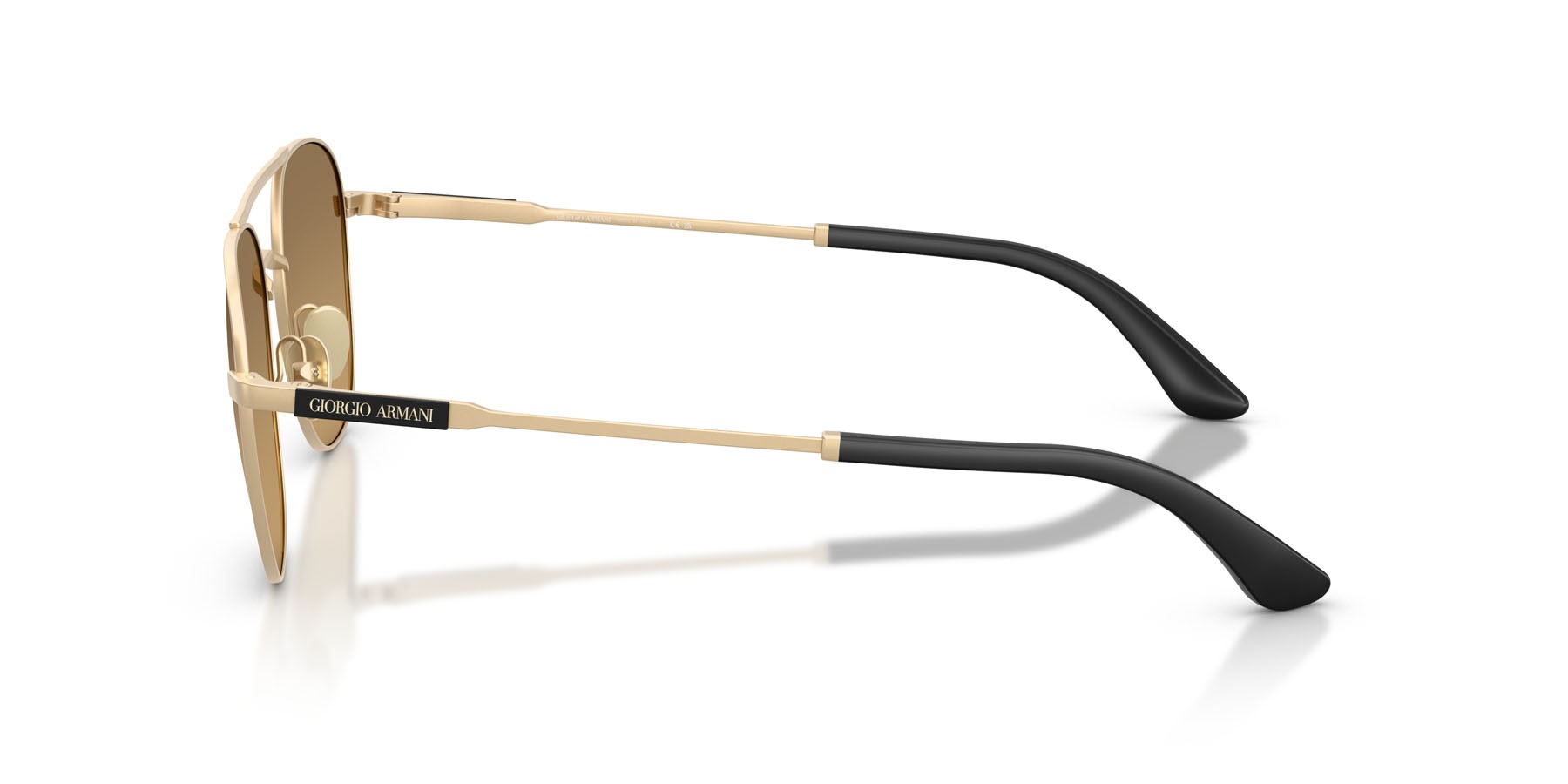 Sunglasses Giorgio Armani AR 6178 (30023K) color oro pallido opaco shape rectangle lenses marrone sfumato grigio a specchio