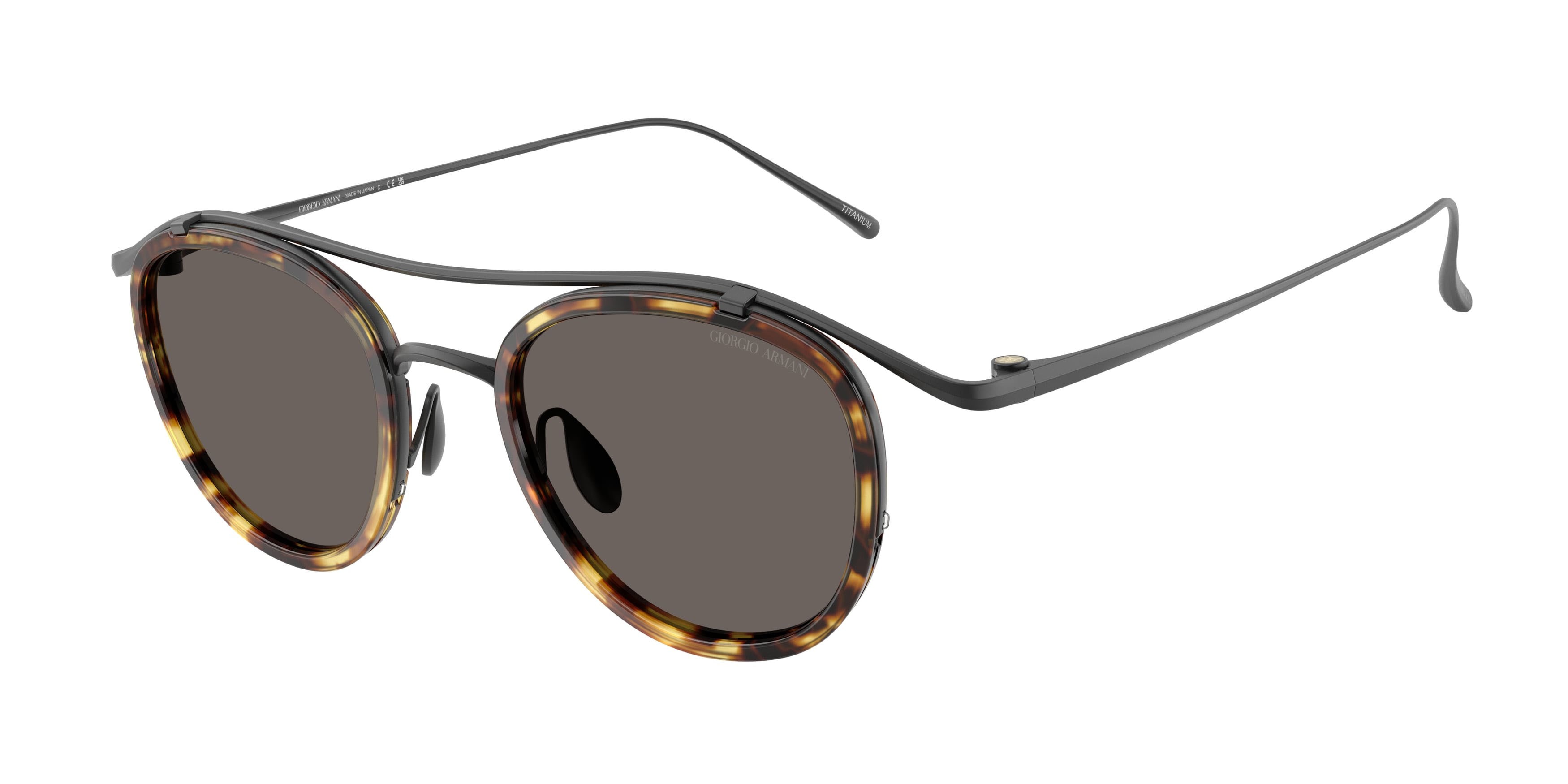 Occhiali da sole Giorgio Armani AR 6179T (342856) colore nero opaco forma pantos lenti grigio scuro