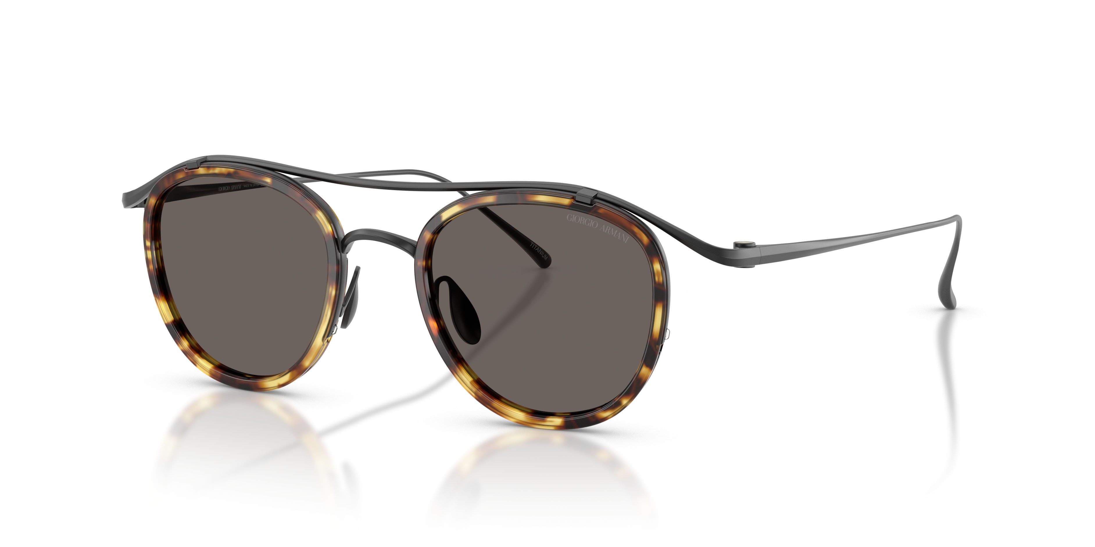 Occhiali da sole Giorgio Armani AR 6179T (342856) colore nero opaco forma pantos lenti grigio scuro