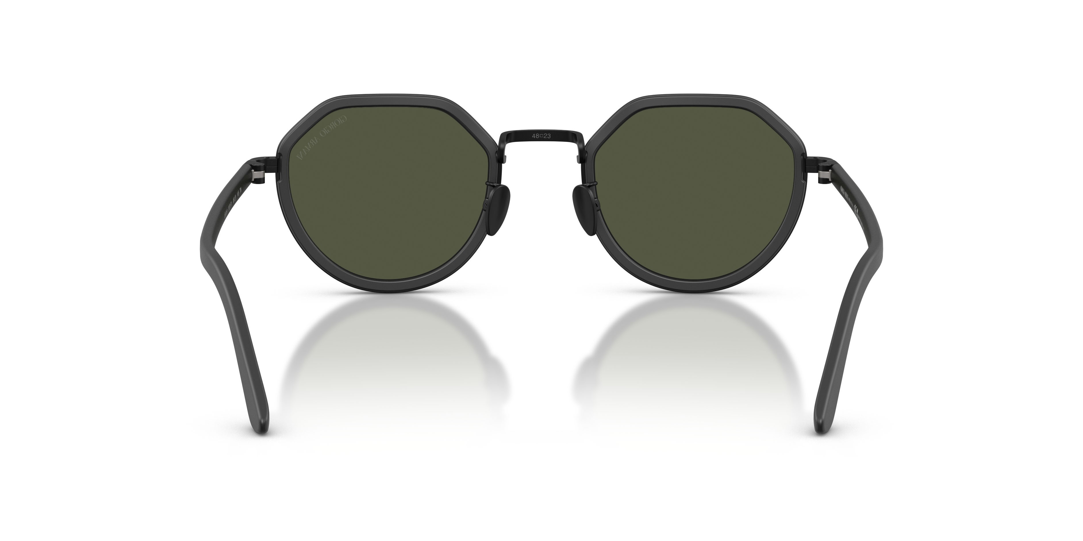 Occhiali da sole Giorgio Armani AR 6181 (300131) colore nero opaco forma rotondo lenti verde