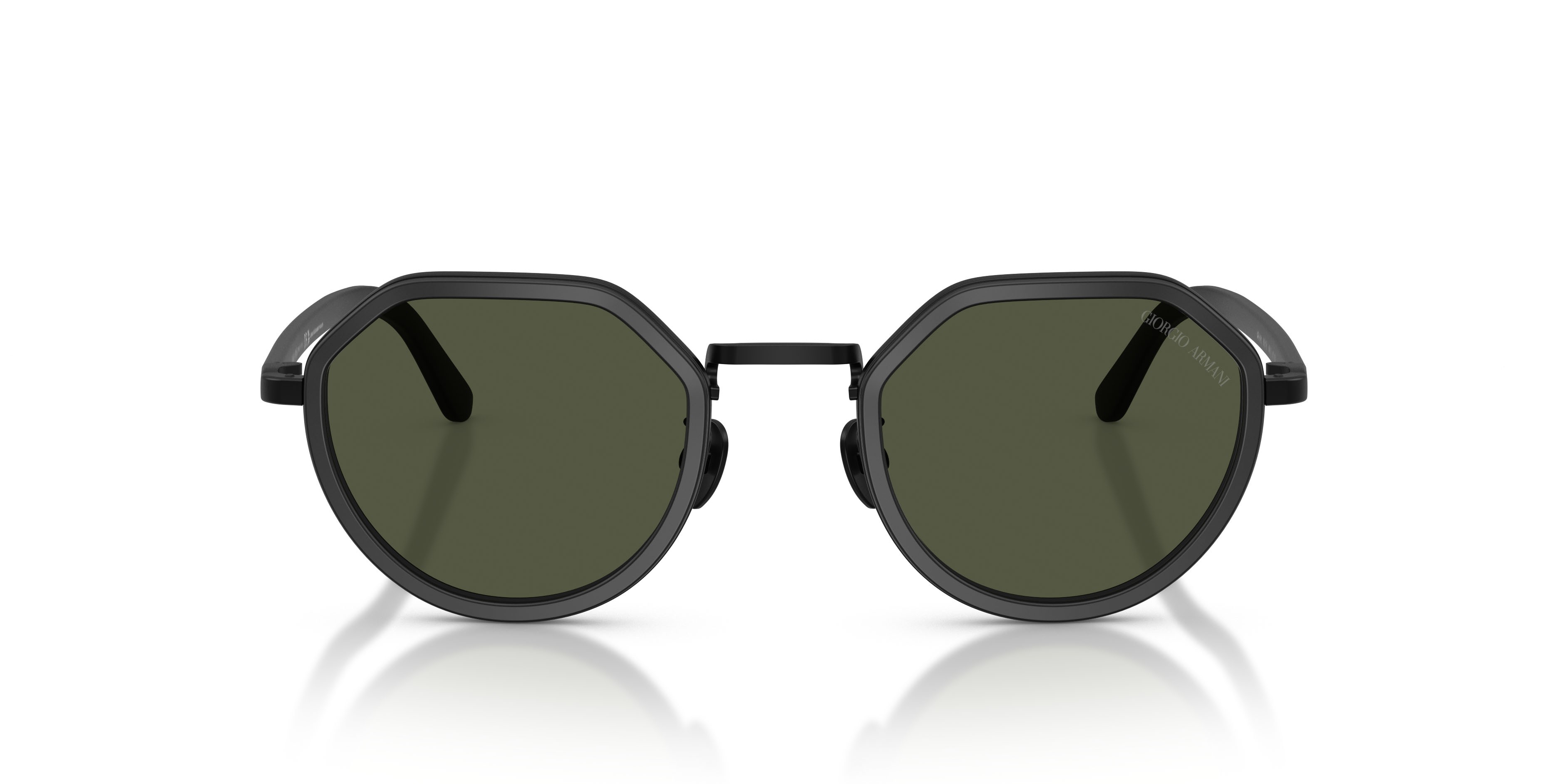 Occhiali da sole Giorgio Armani AR 6181 (300131) colore nero opaco forma rotondo lenti verde