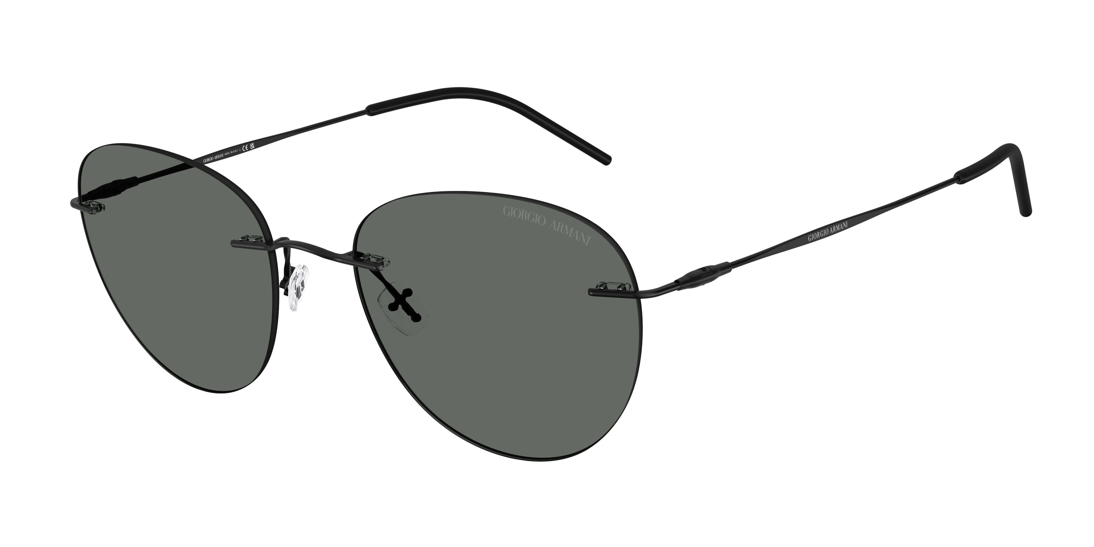 Occhiali da sole Giorgio Armani AR 6182 (300187) colore nero opaco forma rotondo lenti grigio scuro