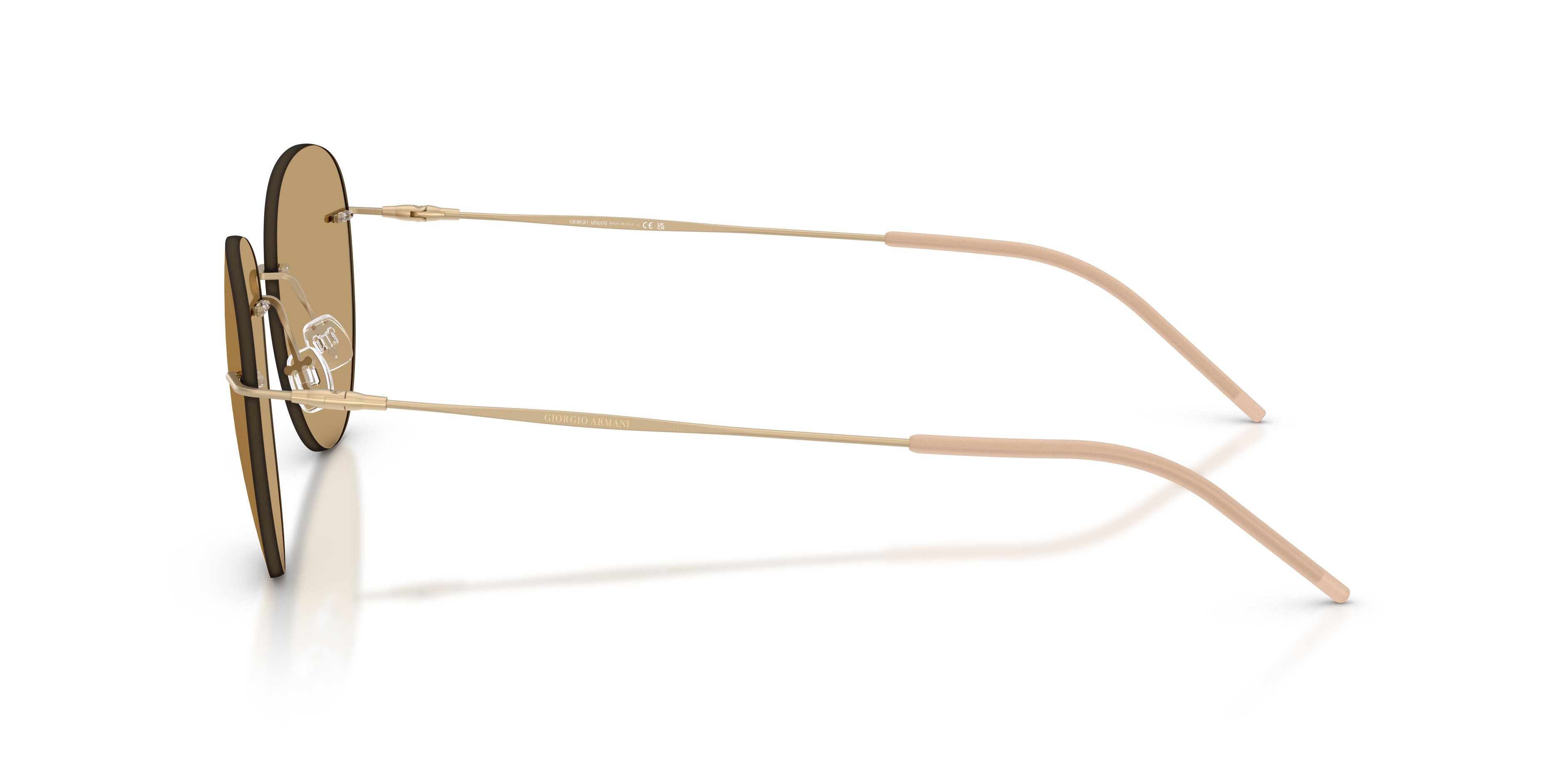 Sunglasses Giorgio Armani AR 6182 (300273) color oro pallido opaco shape round lenses marrone