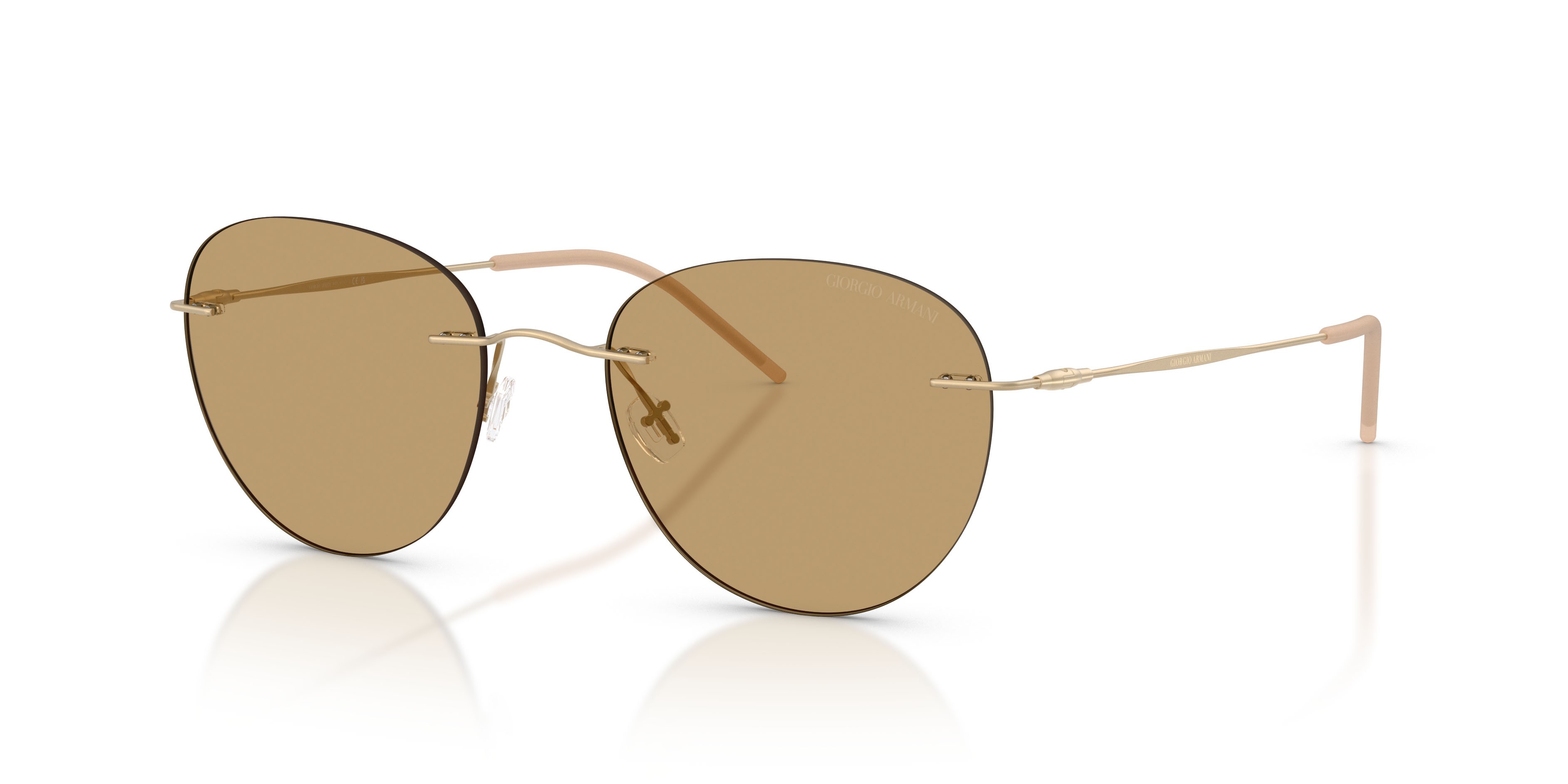 Sunglasses Giorgio Armani AR 6182 (300273) color oro pallido opaco shape round lenses marrone