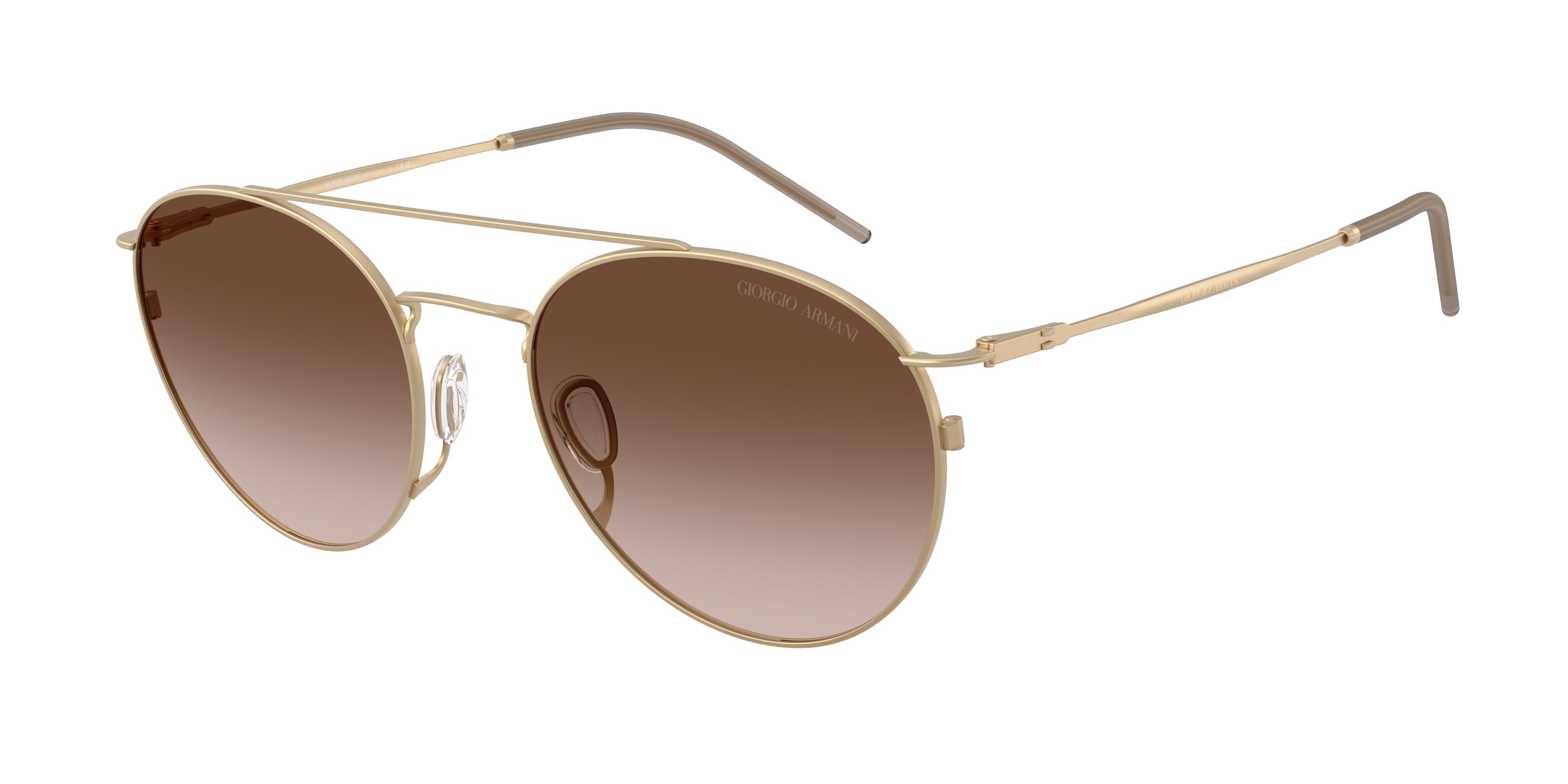 Sunglasses Giorgio Armani AR 6183 (300213) color oro pallido opaco shape round lenses marrone sfumato